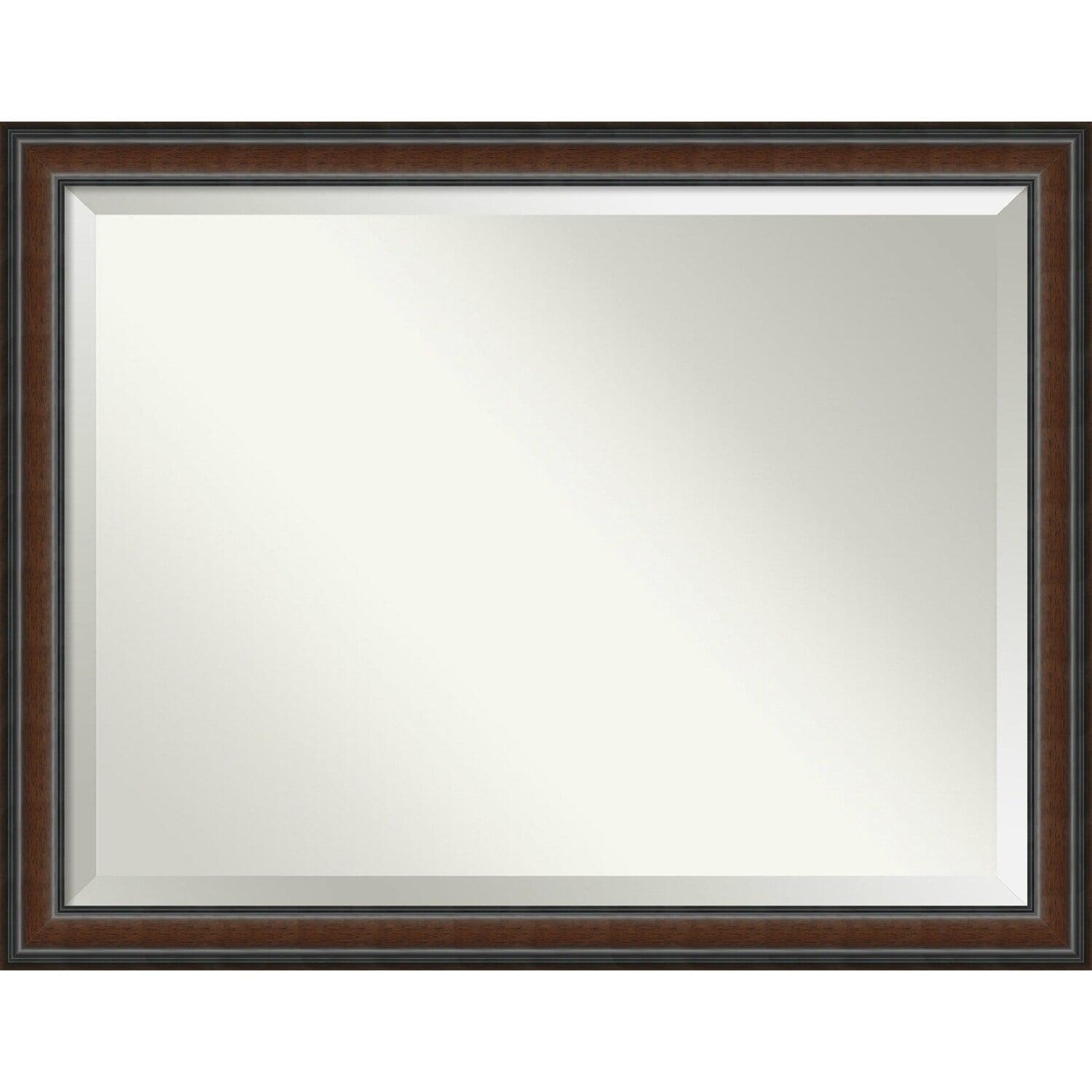 Cyprus Walnut Large Rectangular Wood Bathroom Vanity Mirror