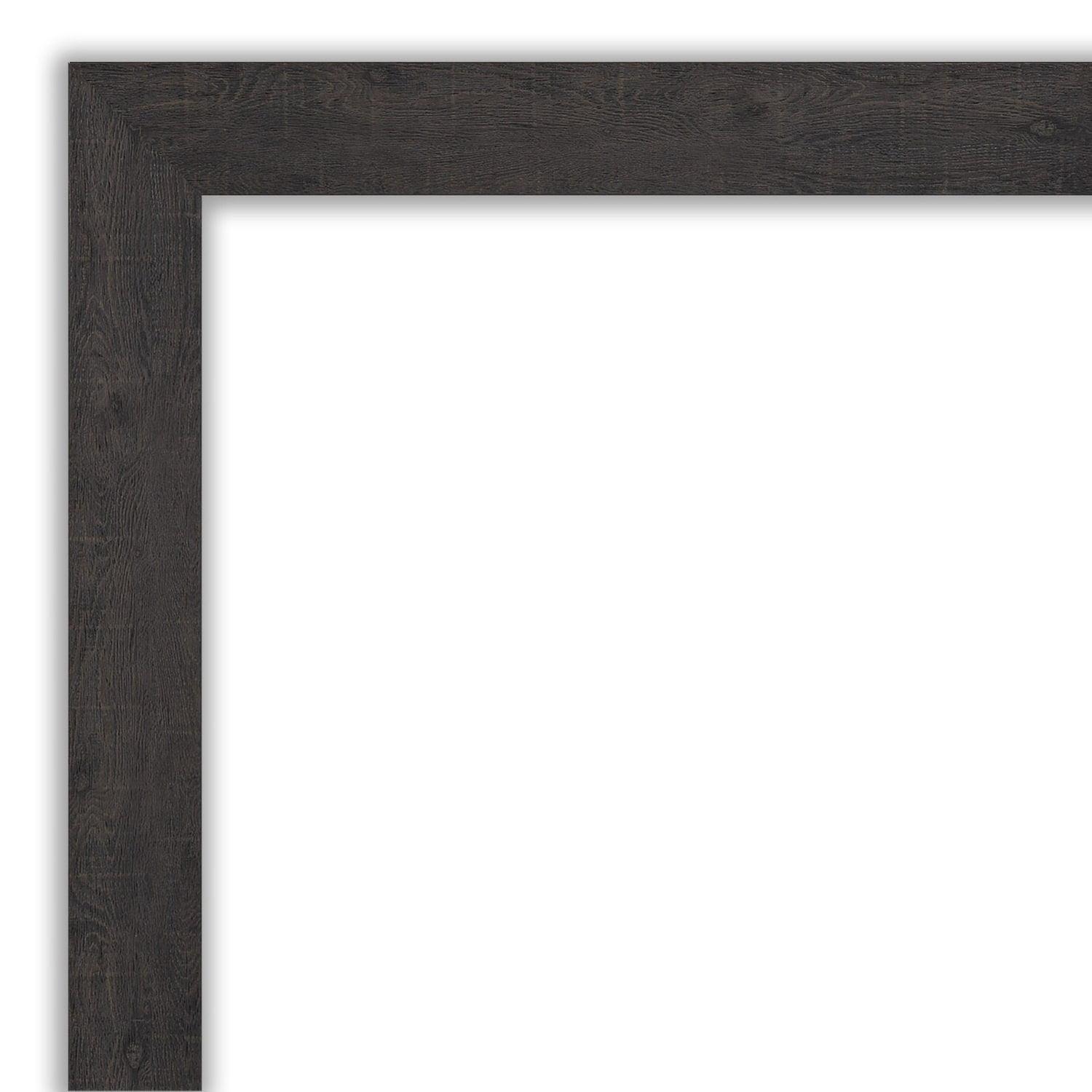 Amanti Art Beveled Bathroom Wall Mirror - Rustic Plank Espresso Frame Outer Size: 33 x 27 in