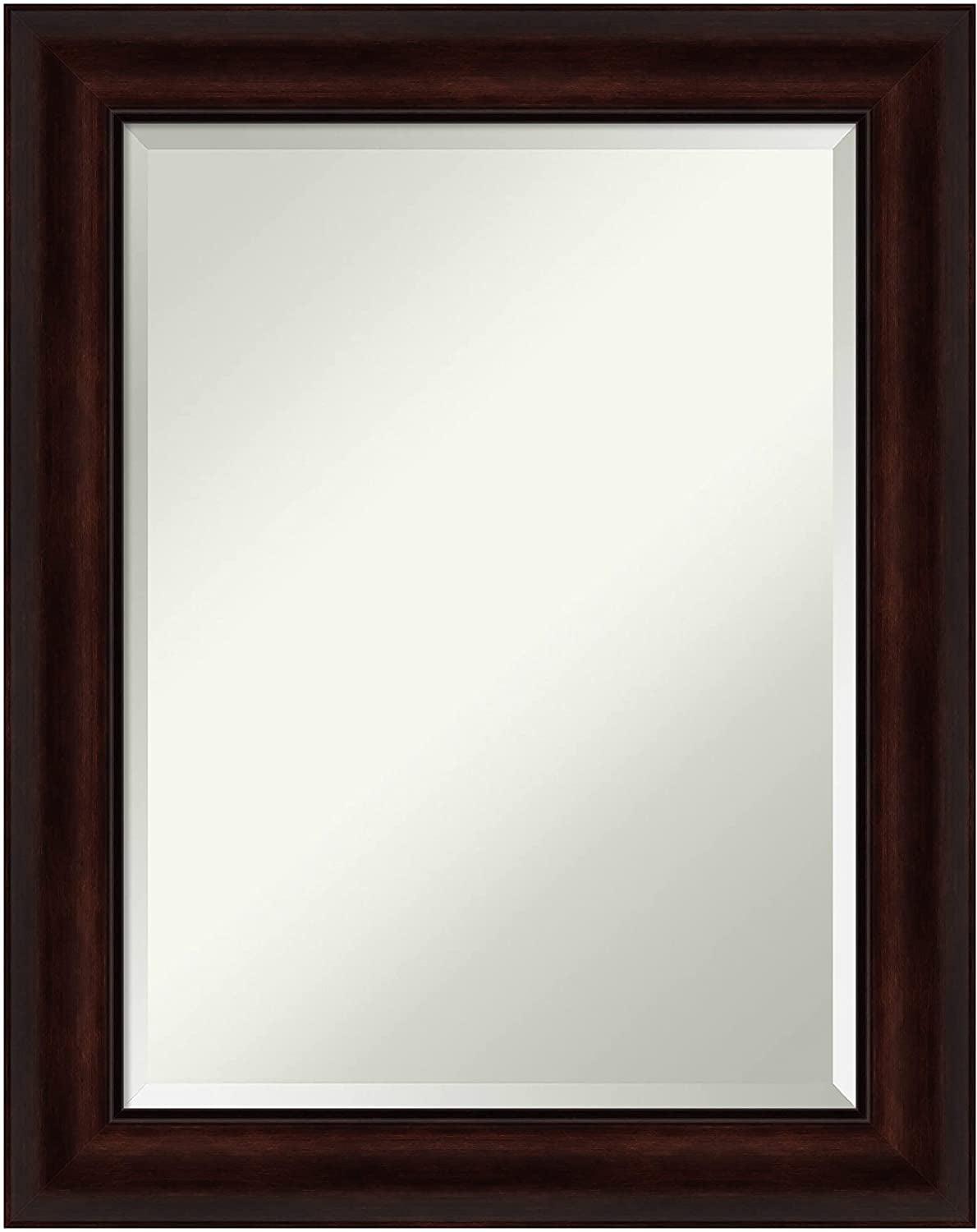 Espresso Elegance Rectangular Beveled Bathroom Vanity Mirror, 23x29 in Coffee Bean Brown