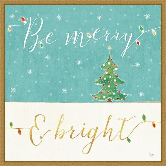 Amanti Art Be Merry and Bright Christmas Tree by Veronique Charron Canvas Wall Art Print Framed 16 x 16-in.