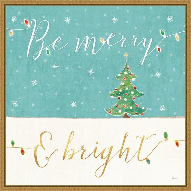Amanti Art Be Merry and Bright Christmas Tree by Veronique Charron Canvas Wall Art Print Framed 16 x 16-in.
