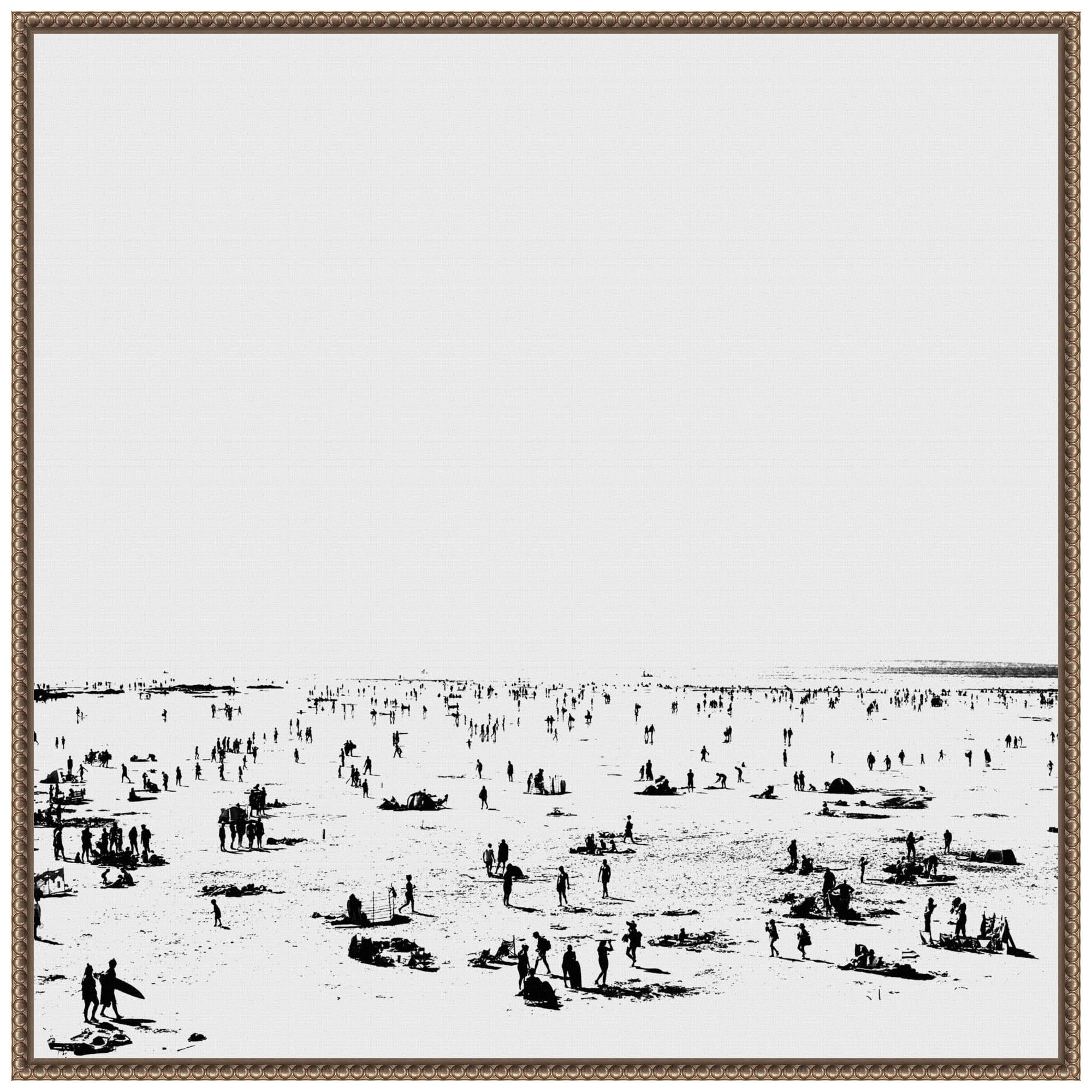 Amanti Art 30"x30" Beach BnW II by Dan Hobday Framed Canvas Wall Art Print: Serene Seascape, Bronze Frame