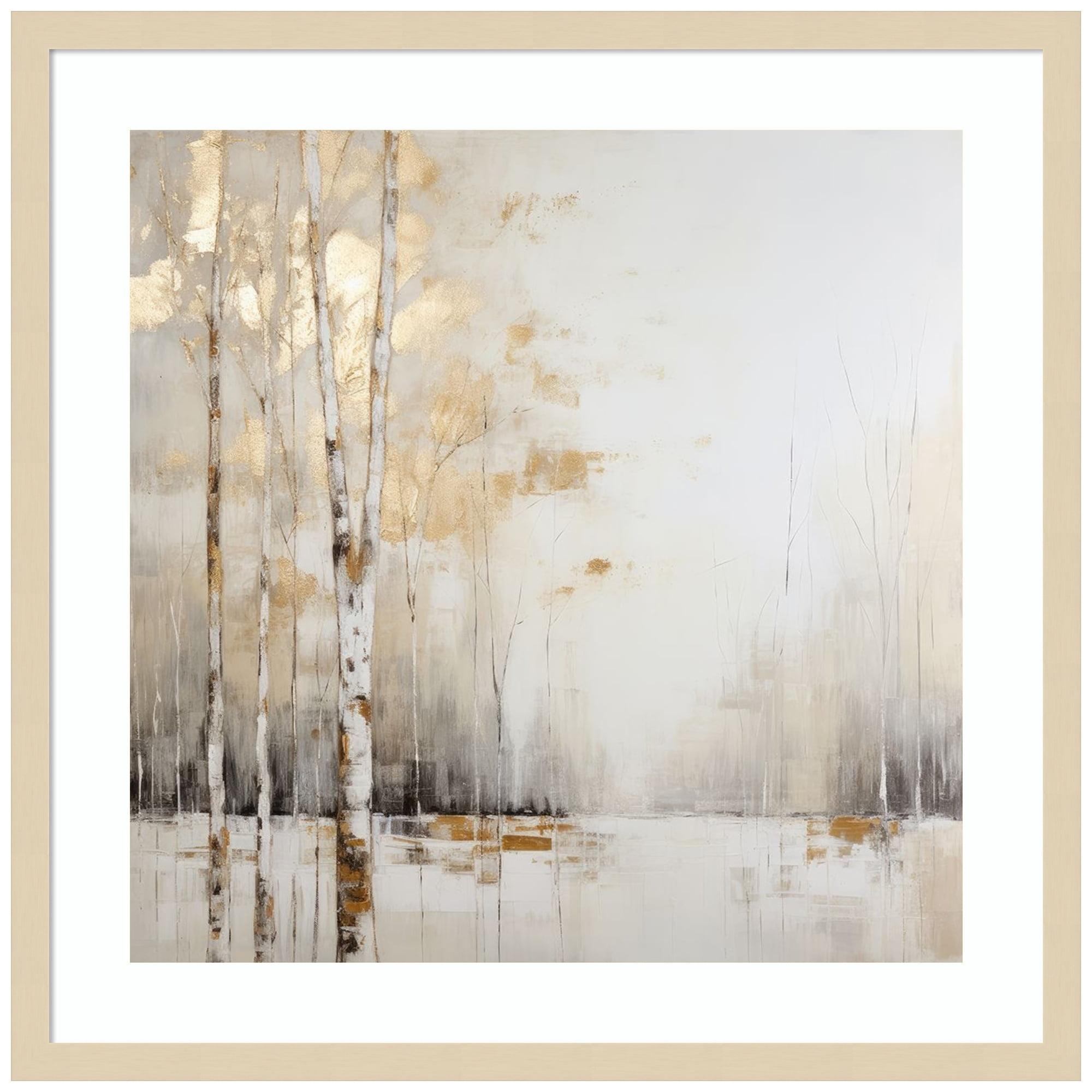 Beige Birches III 25" x 25" Framed Canvas Print