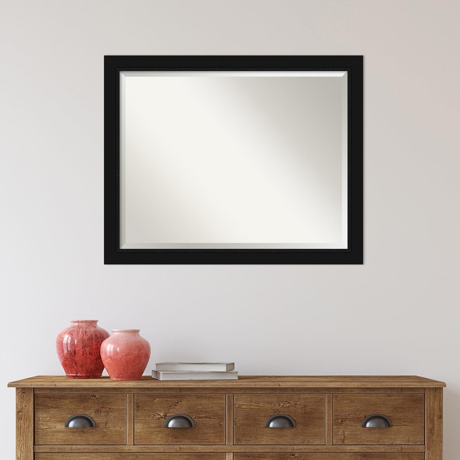 Amanti Art 31" x 25" Avon Framed Bathroom Vanity Wall Mirror Black: Modern Rectangular, Satin Finish, No Assembly Required