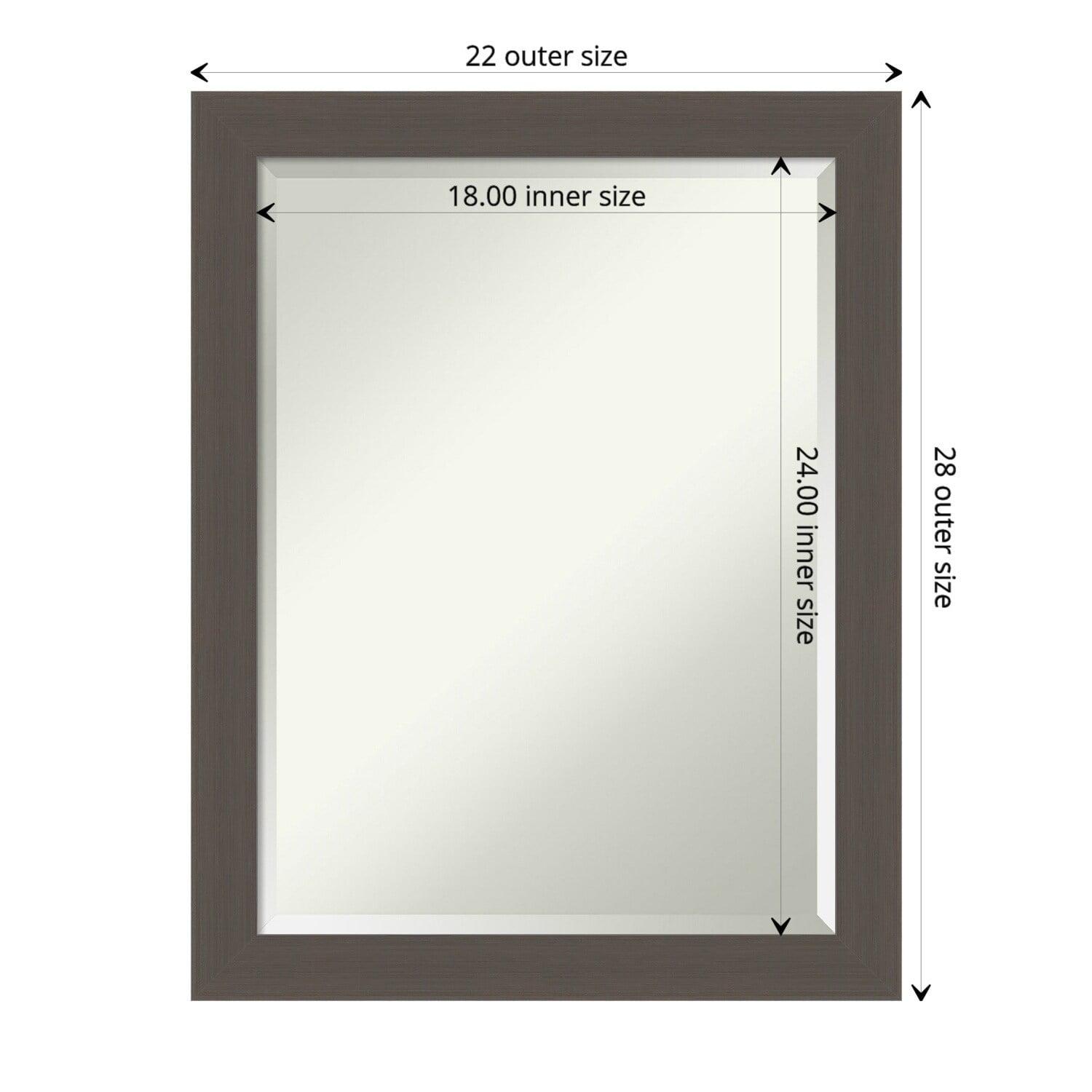 Elegant Brushed Pewter Silver Rectangular Wall Mirror 22x28 in