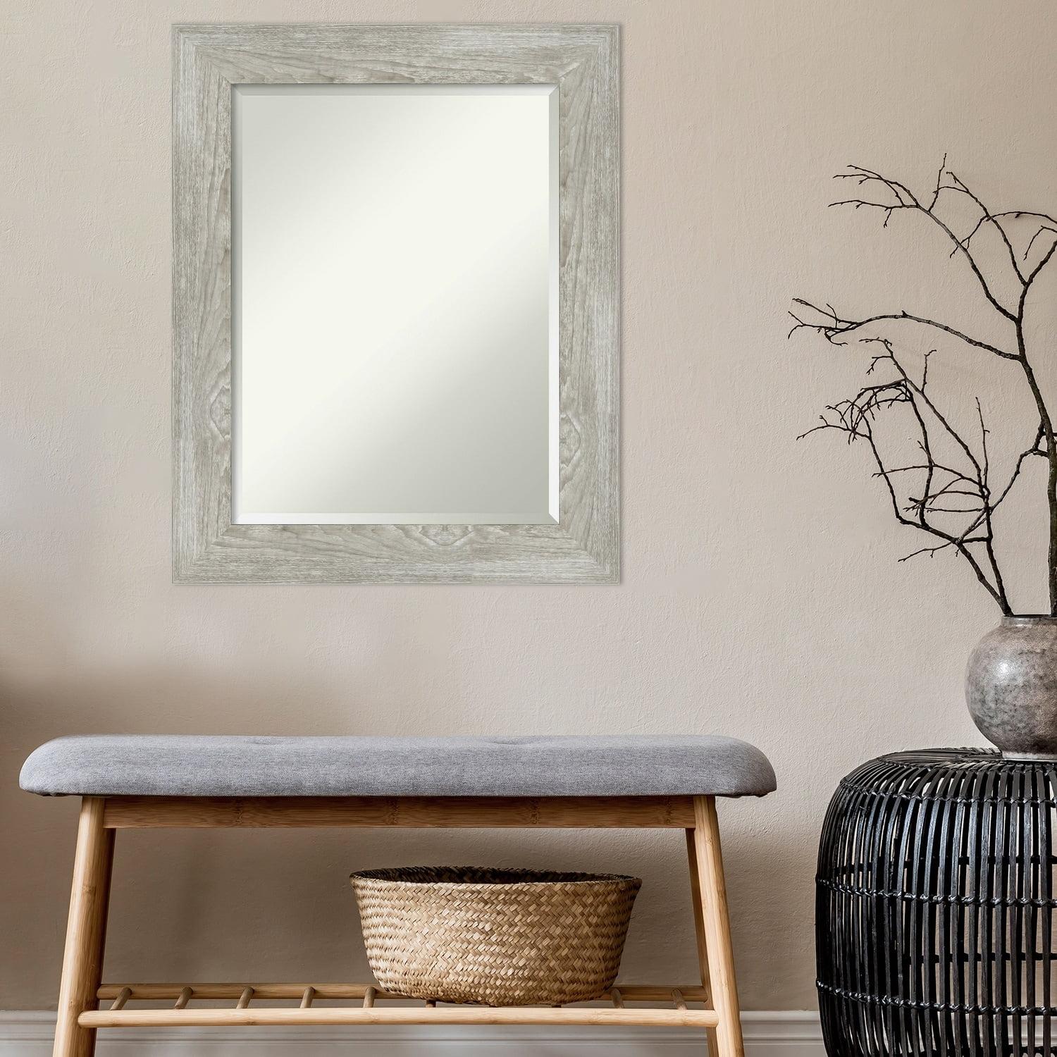 Amanti Art Beveled Bathroom Wall Mirror - Dove Greywash Frame Outer Size: 24 x 30 in