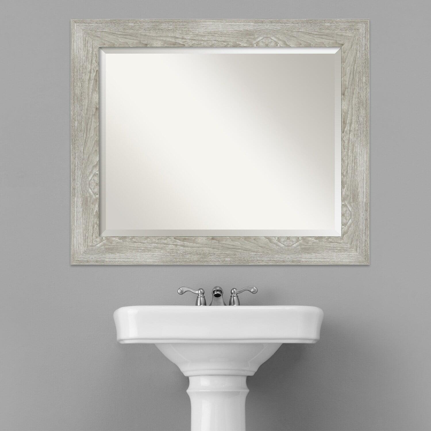 Dove Graywash Framed Bathroom Vanity Wall Mirror - Amanti Art