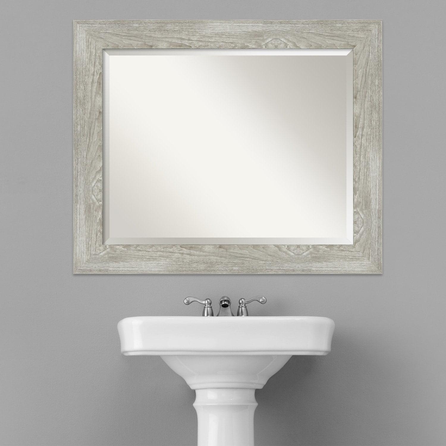 34" x 28" Dove Graywash Framed Bathroom Vanity Wall Mirror - Amanti Art: Modern, Wall Mount, Wood Frame
