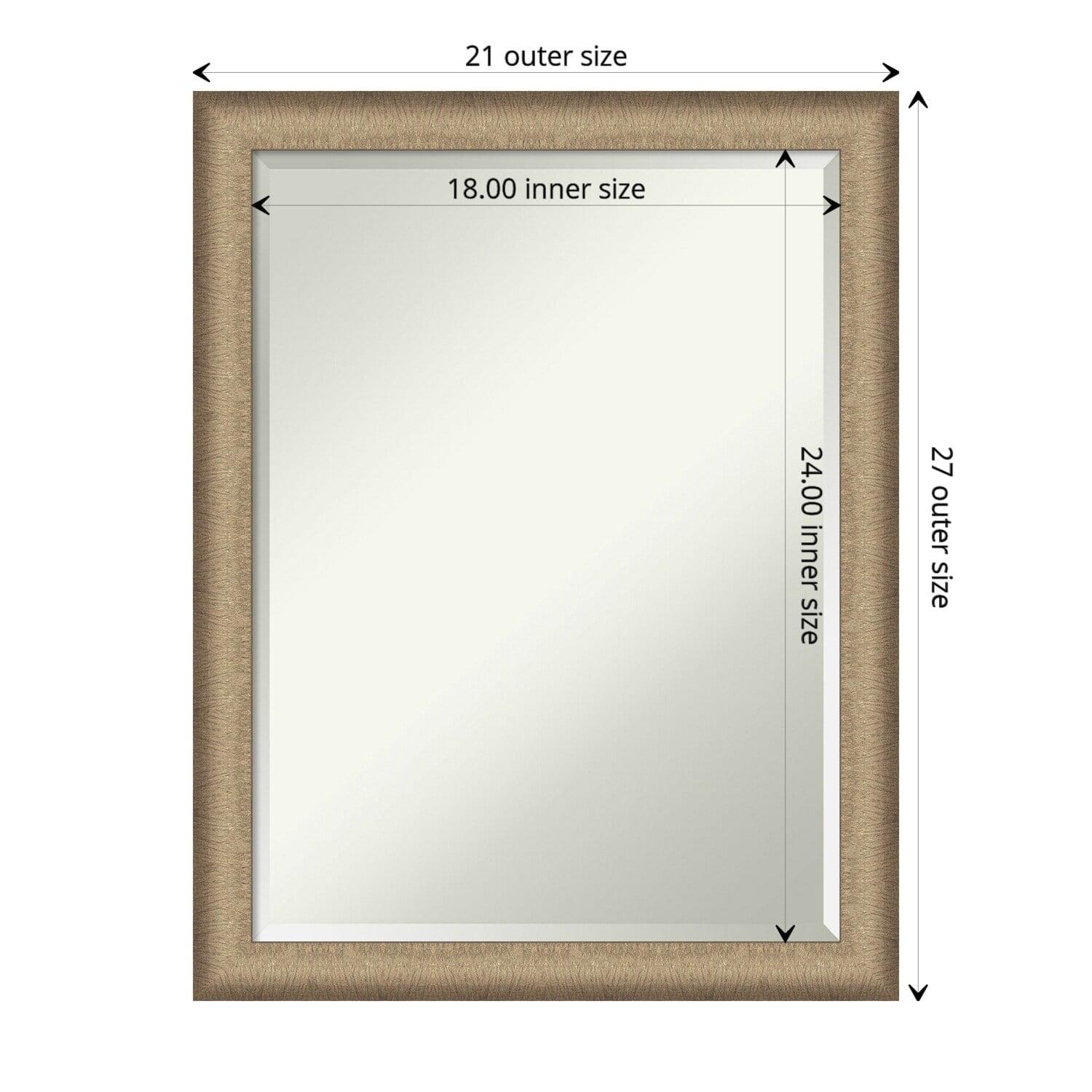 21" x 27" Elegant Brushed Framed Bathroom Vanity Wall Mirror Bronze - Amanti Art: Satin Finish, Polystyrene Frame, Wall Mounted