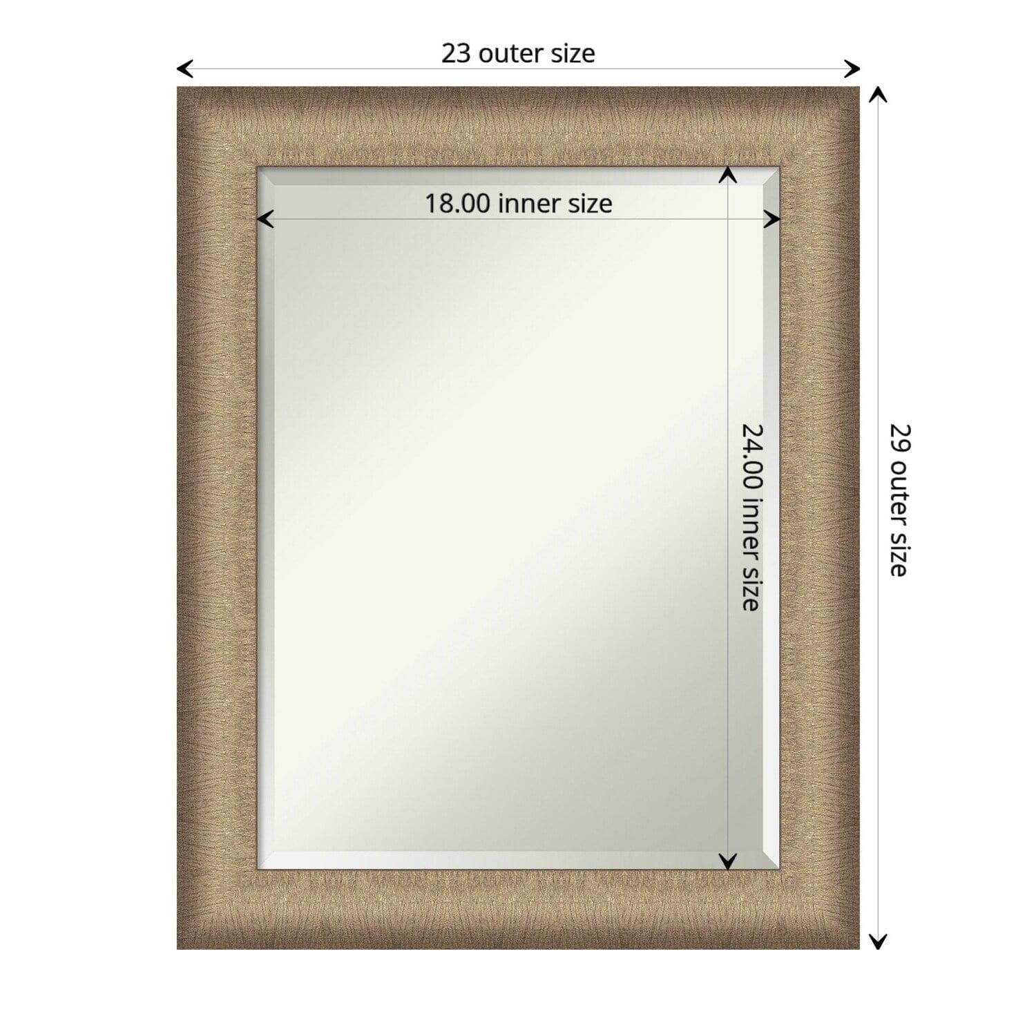 Amanti Art Beveled Bathroom Wall Mirror - Elegant Frame Elegant Brushed Bronze Outer Size: 23 x 29 in Copper