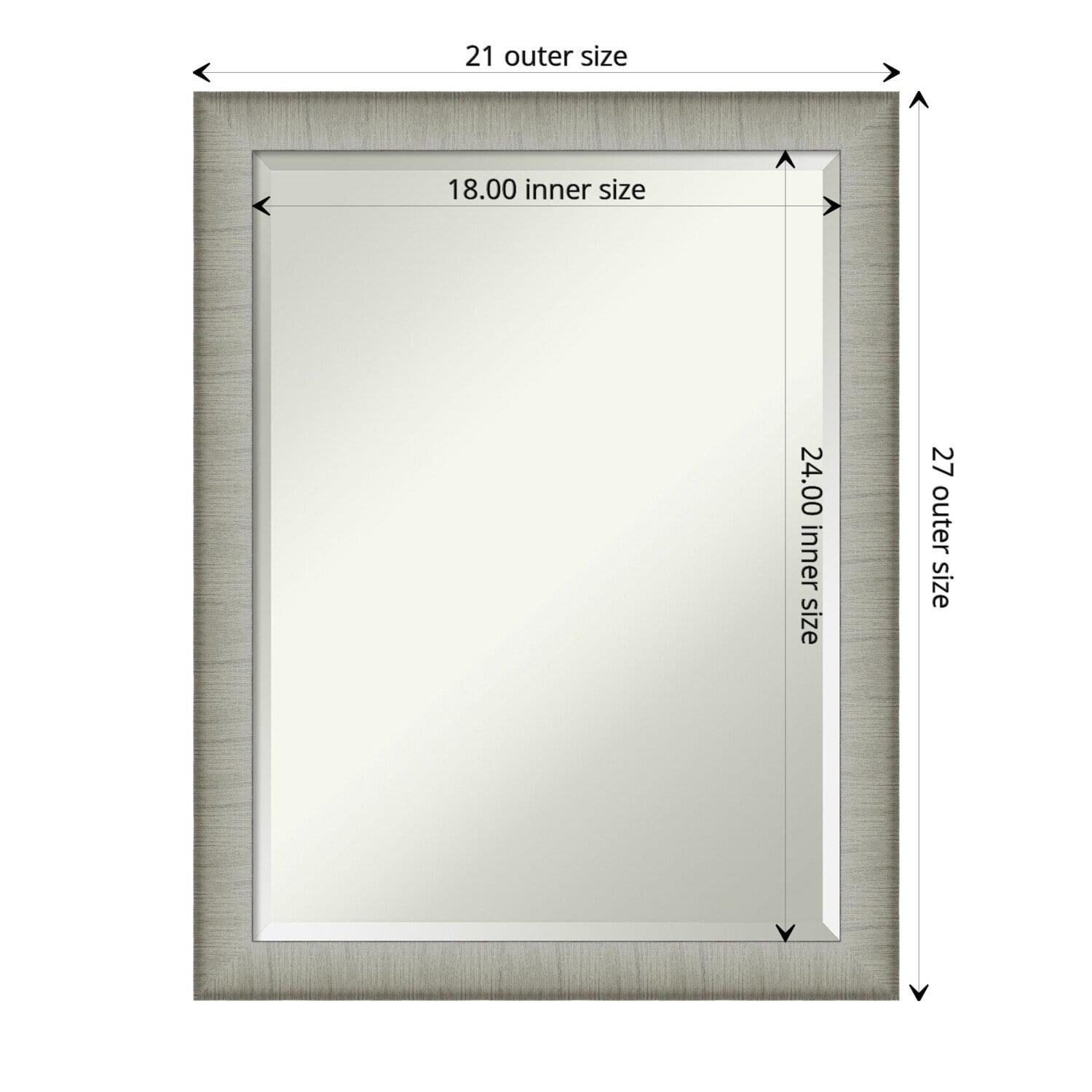 Elegant Brushed Pewter Rectangular Bathroom Vanity Mirror 21" x 27"