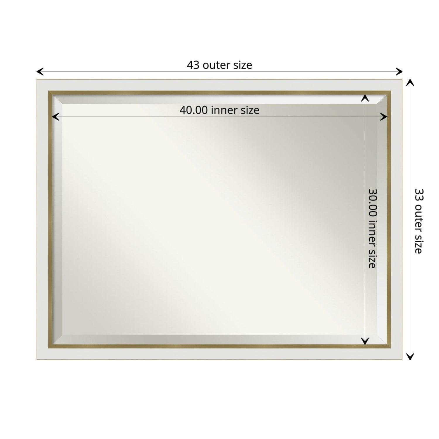 Eva White Gold Narrow Beveled Bathroom Wall Mirror 43x33