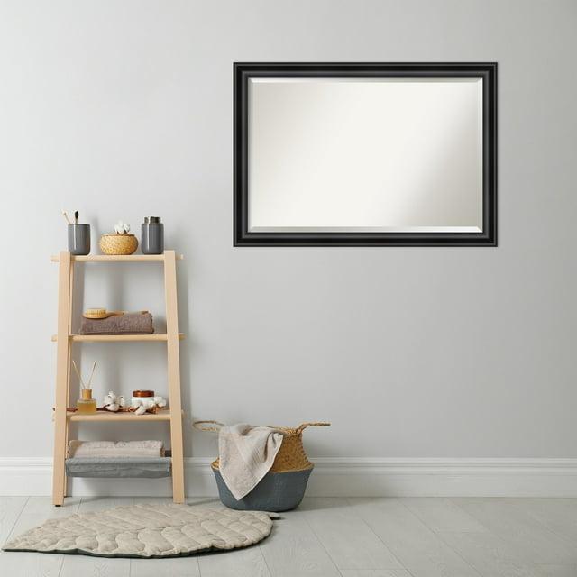 Amanti Art Beveled Bathroom Wall Mirror - Grand Black Narrow Frame Outer Size: 40 x 28 in