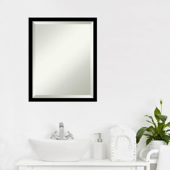Amanti Art Beveled Bathroom Wall Mirror - Jet Frame Jet Black Outer Size: 17 x 21 in Black