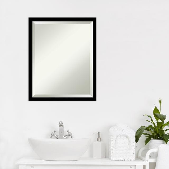 Amanti Art Beveled Bathroom Wall Mirror - Jet Frame Jet Black Outer Size: 17 x 21 in Black
