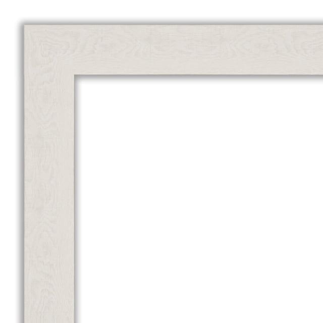 21" x 27" Rustic Plank White Framed Bathroom Vanity Wall Mirror - Amanti Art: Rectangle, Polystyrene Frame, Wall Mount