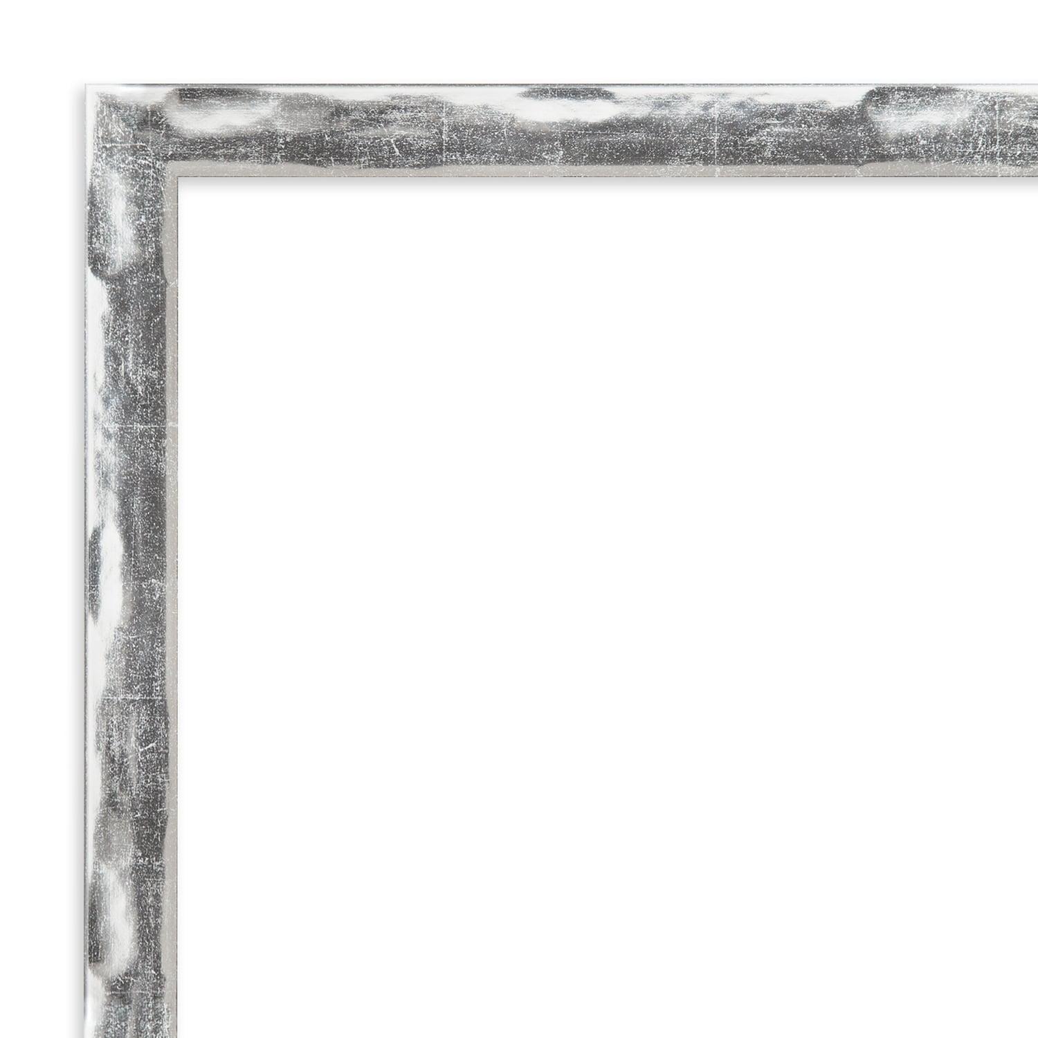 Amanti Art 20" x 26" Scratched Wave Framed Bathroom Vanity Wall Mirror Chrome : Modern Rectangle, Wall Mount