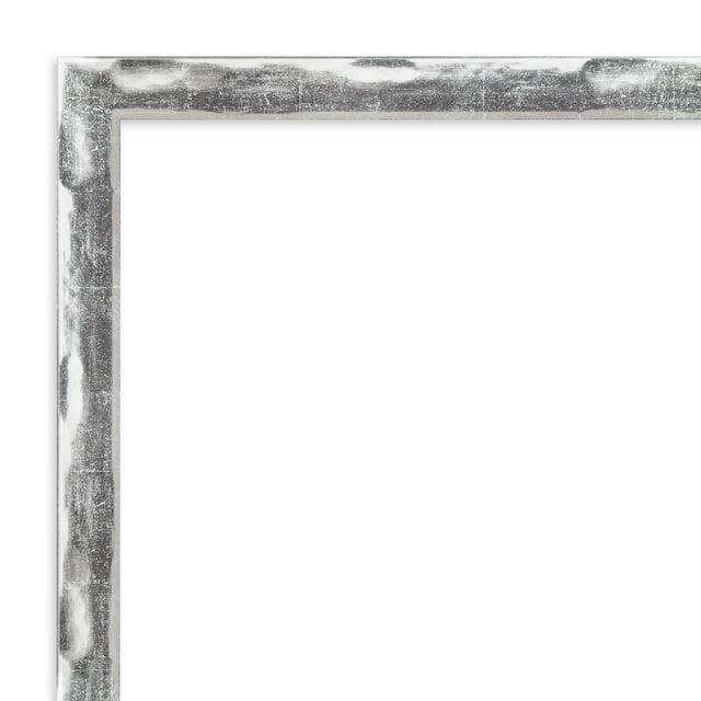 Amanti Art 20" x 26" Scratched Wave Framed Bathroom Vanity Wall Mirror Chrome : Modern Rectangle, Wall Mount