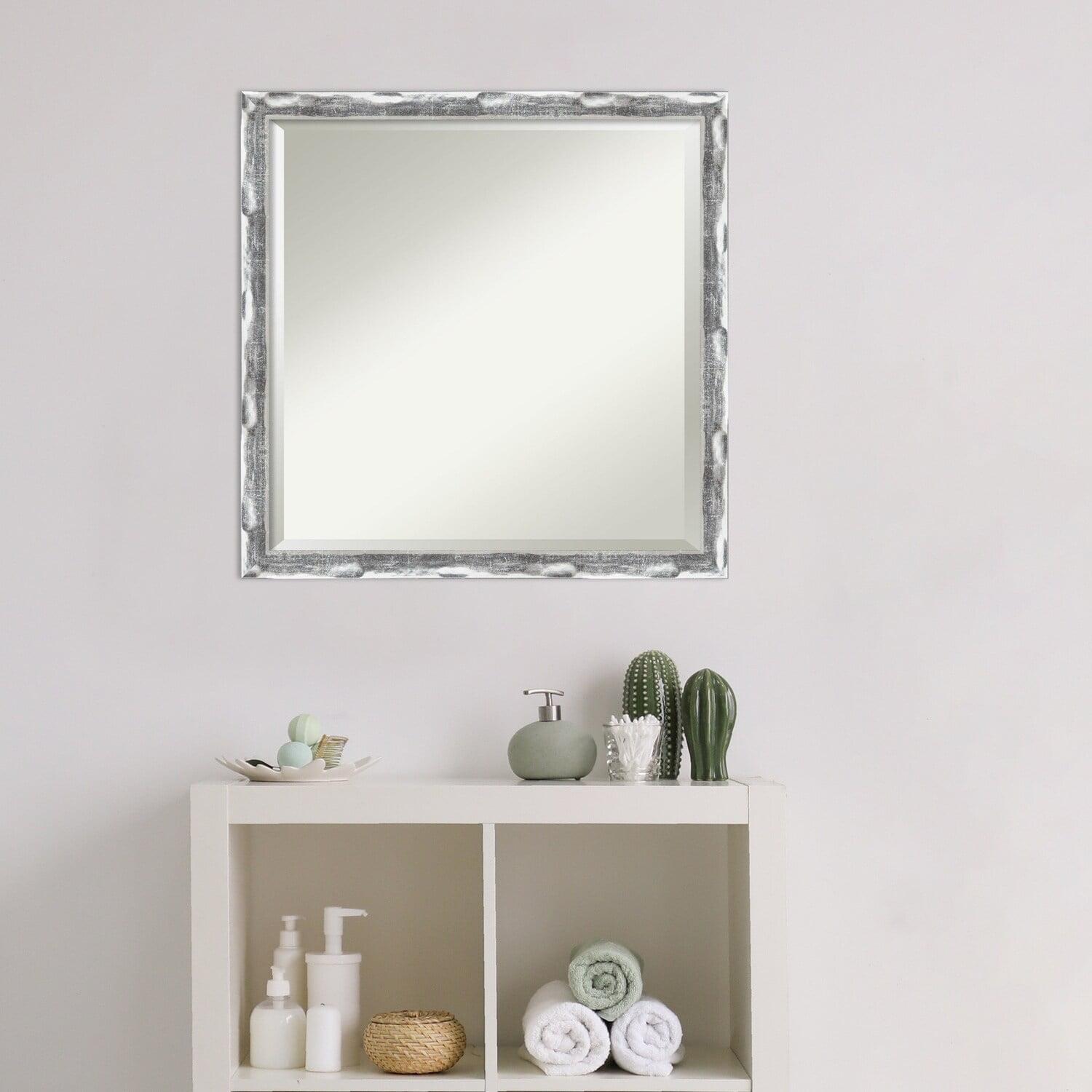 Rectangular Silver Beveled Bathroom Vanity Mirror