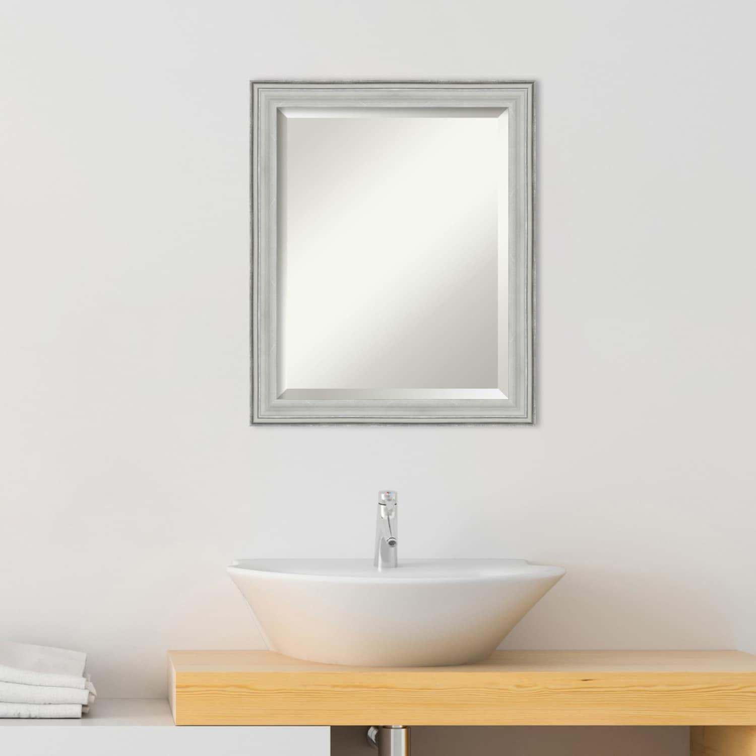 Bel Volto Silver Beveled Wood Bathroom Vanity Mirror 23 x 19 in