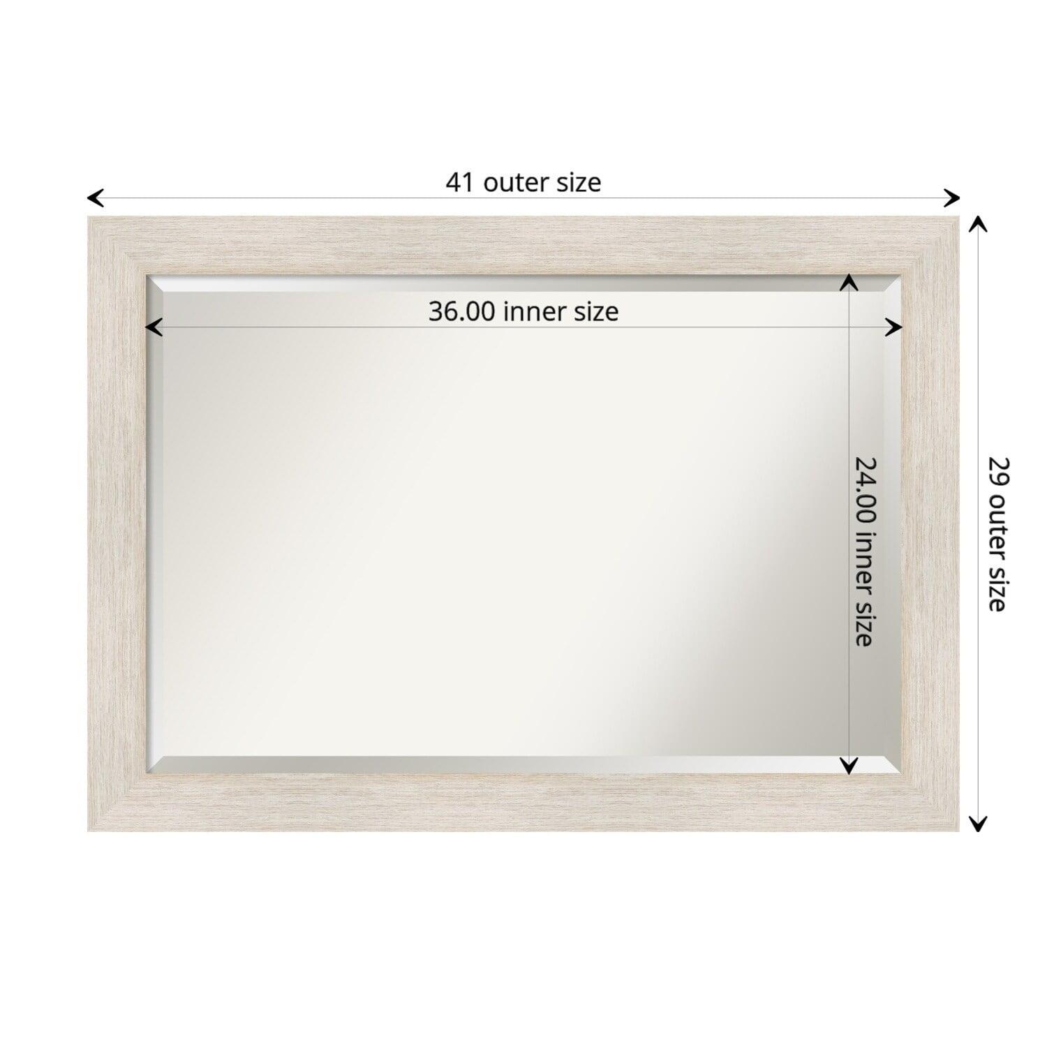 41" x 29" Whitewash Wood Bathroom Vanity Mirror