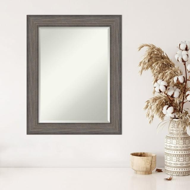 Amanti Art Beveled Wood Wall Mirror - Country Barnwood Frame Country Barnwood Outer Size: 23 x 29 in