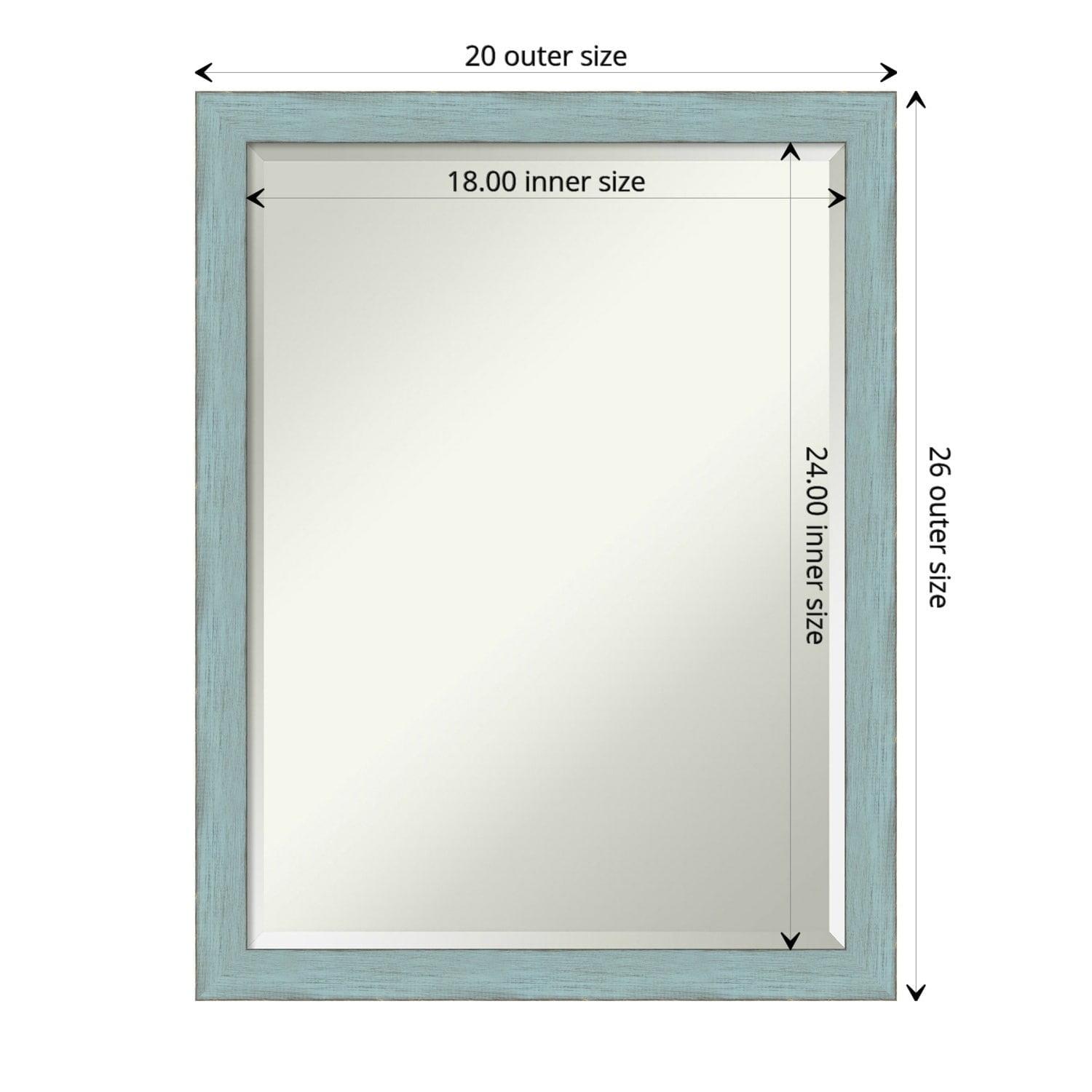 Sky Blue Rustic Wood Rectangular Wall Mirror