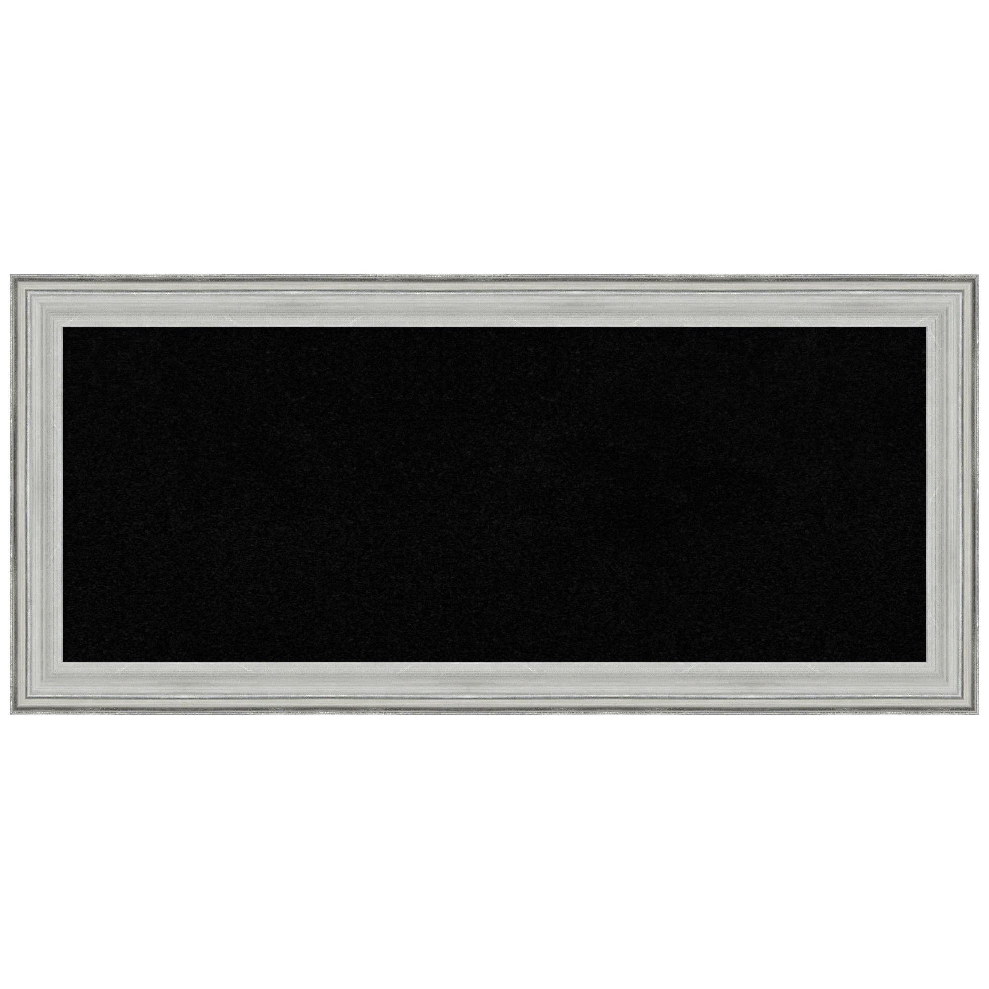 Black Cork Bulletin Board with Silver Wood Frame, 30x12