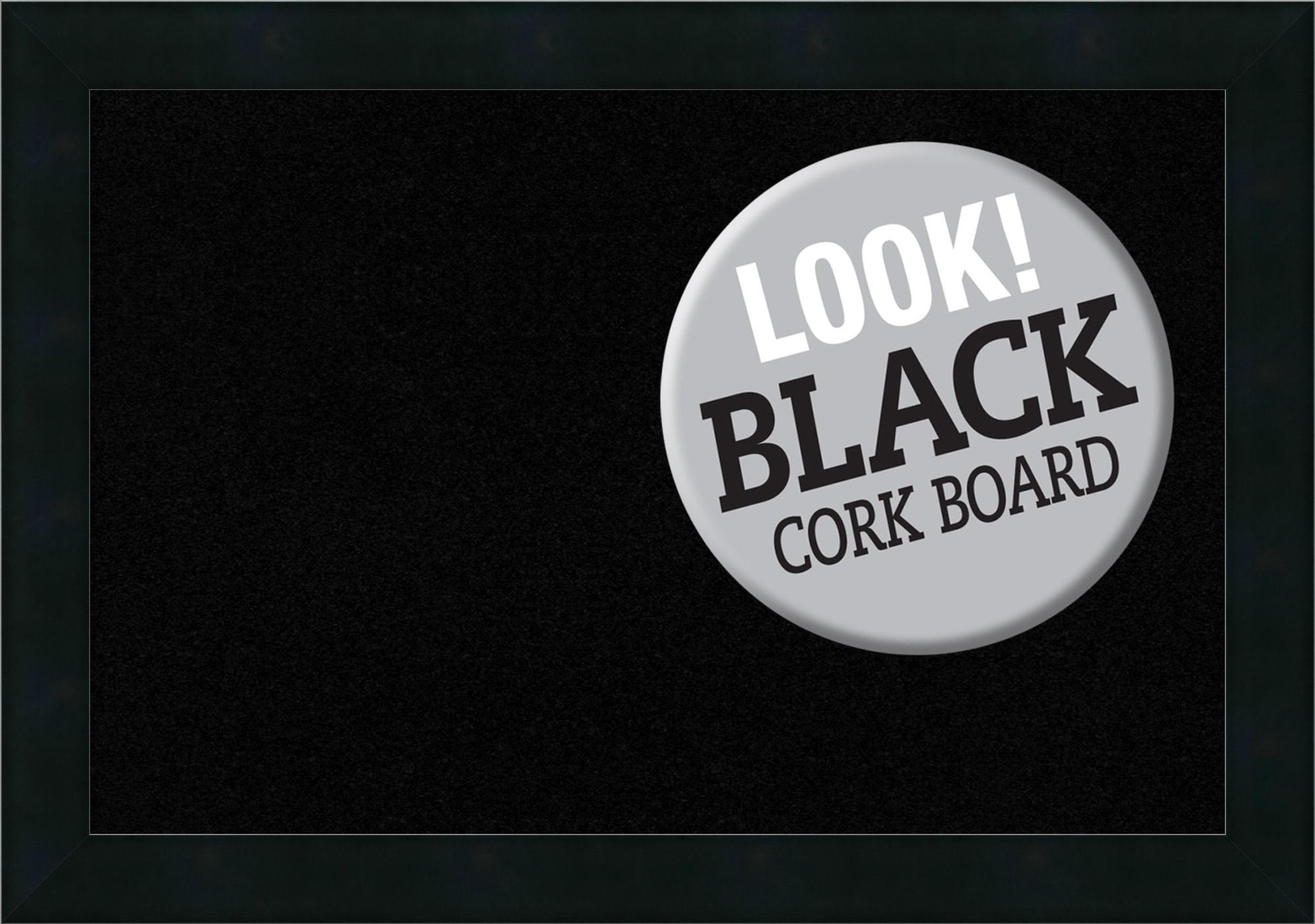 Amanti Art Black Cork Board Wood Framed Mezzanotte Black Bulletin Board 20 in. x 14 in.