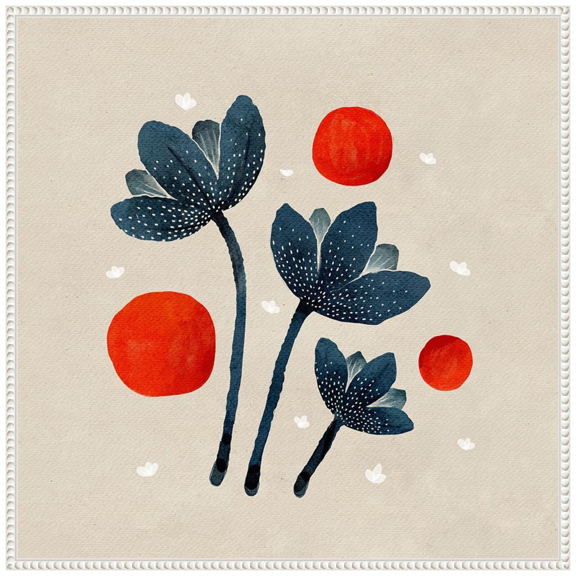 Amanti Art 30"x30" Blue Flowers II by Katie Oshea Framed Canvas Wall Art Print