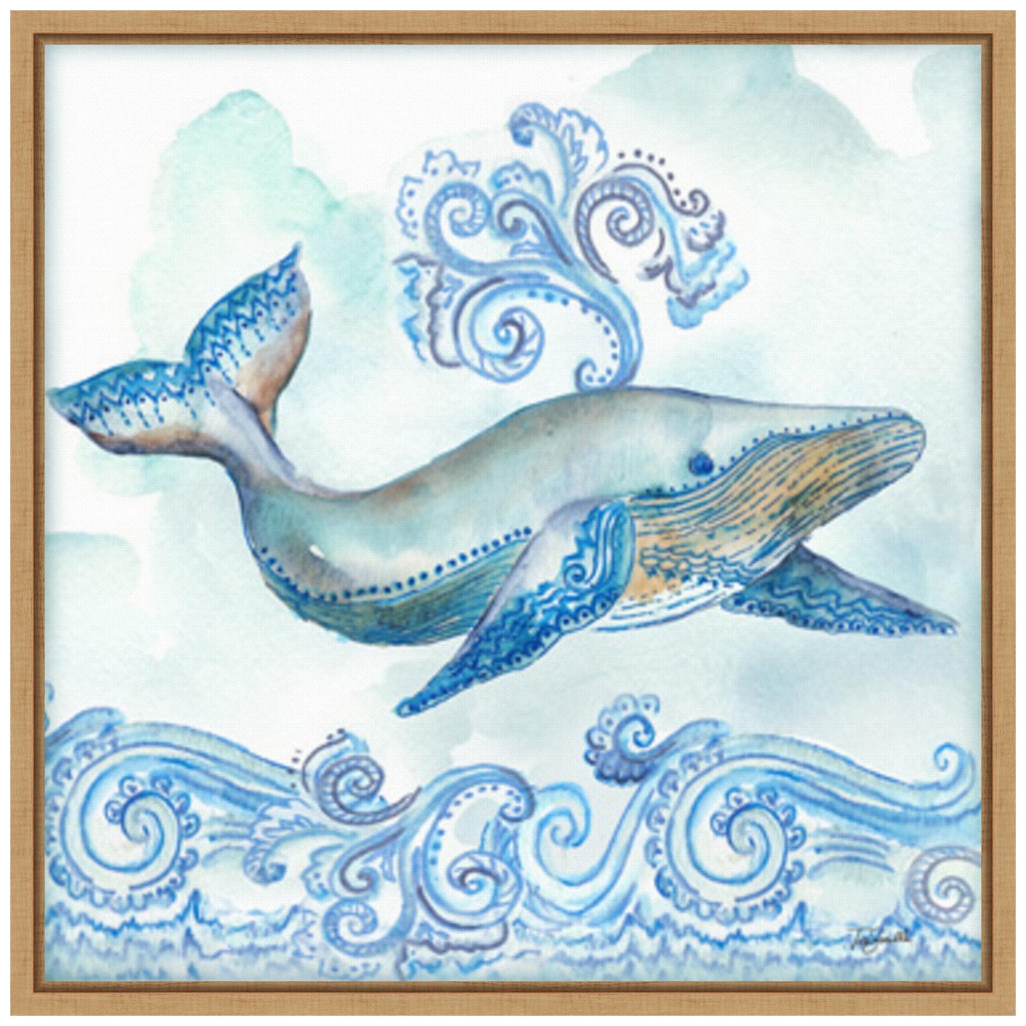 Amanti Art 22"x22" Boho Shells II Whale by Tre Sorelle Studios Framed Canvas Wall Art Print