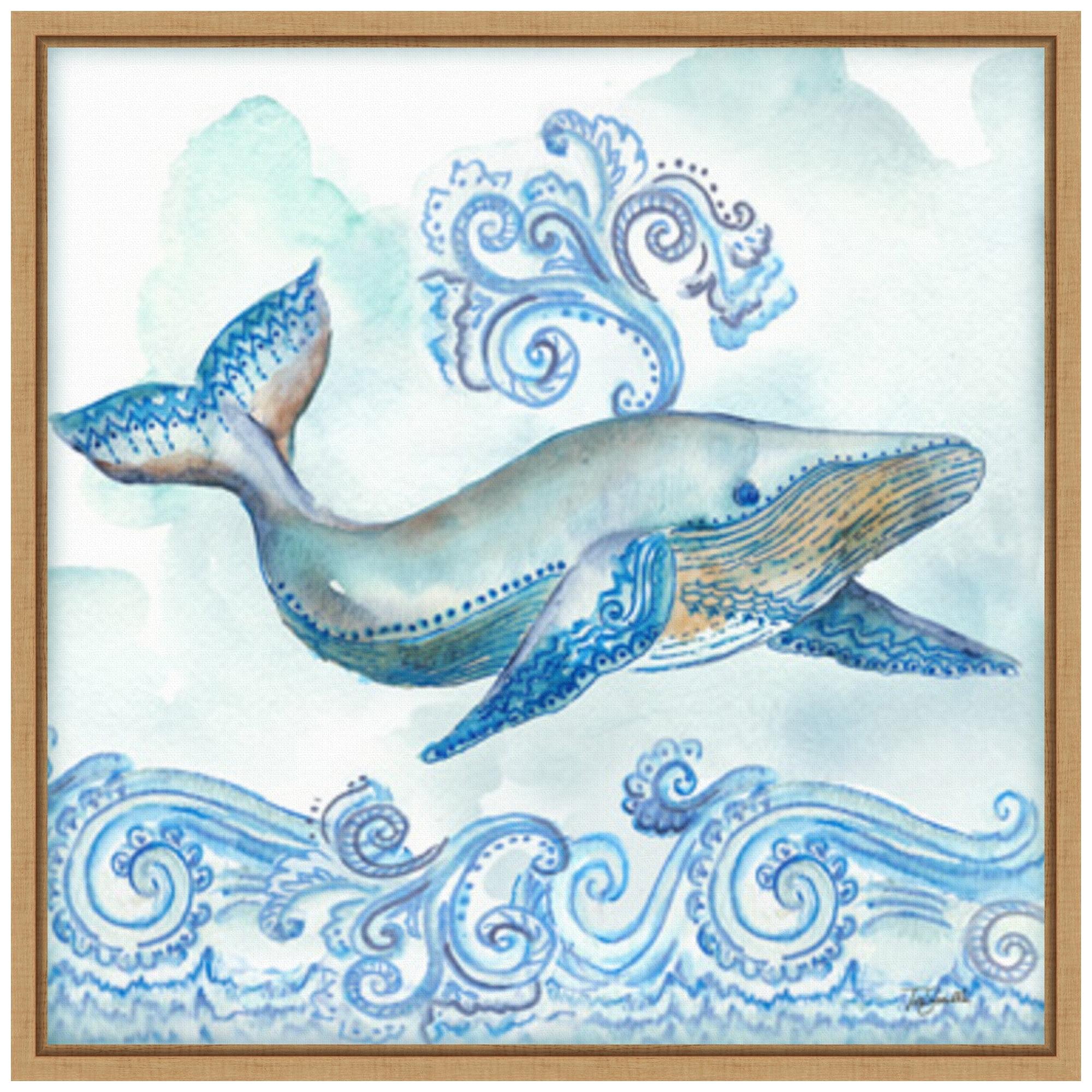 Amanti Art 22"x22" Boho Shells II Whale by Tre Sorelle Studios Framed Canvas Wall Art Print