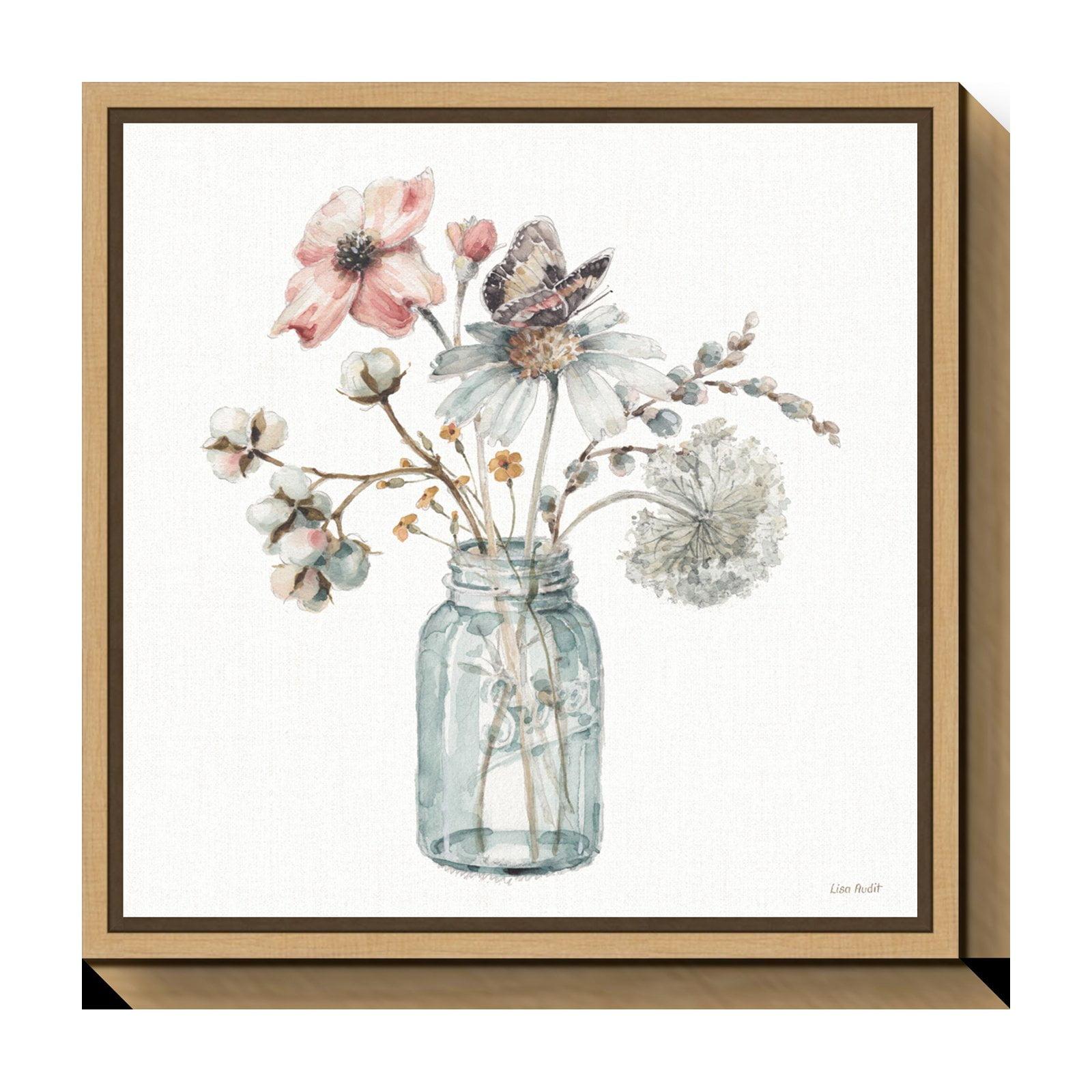 16" x 16" Sylvie Maple Framed Watercolor Floral Canvas Art