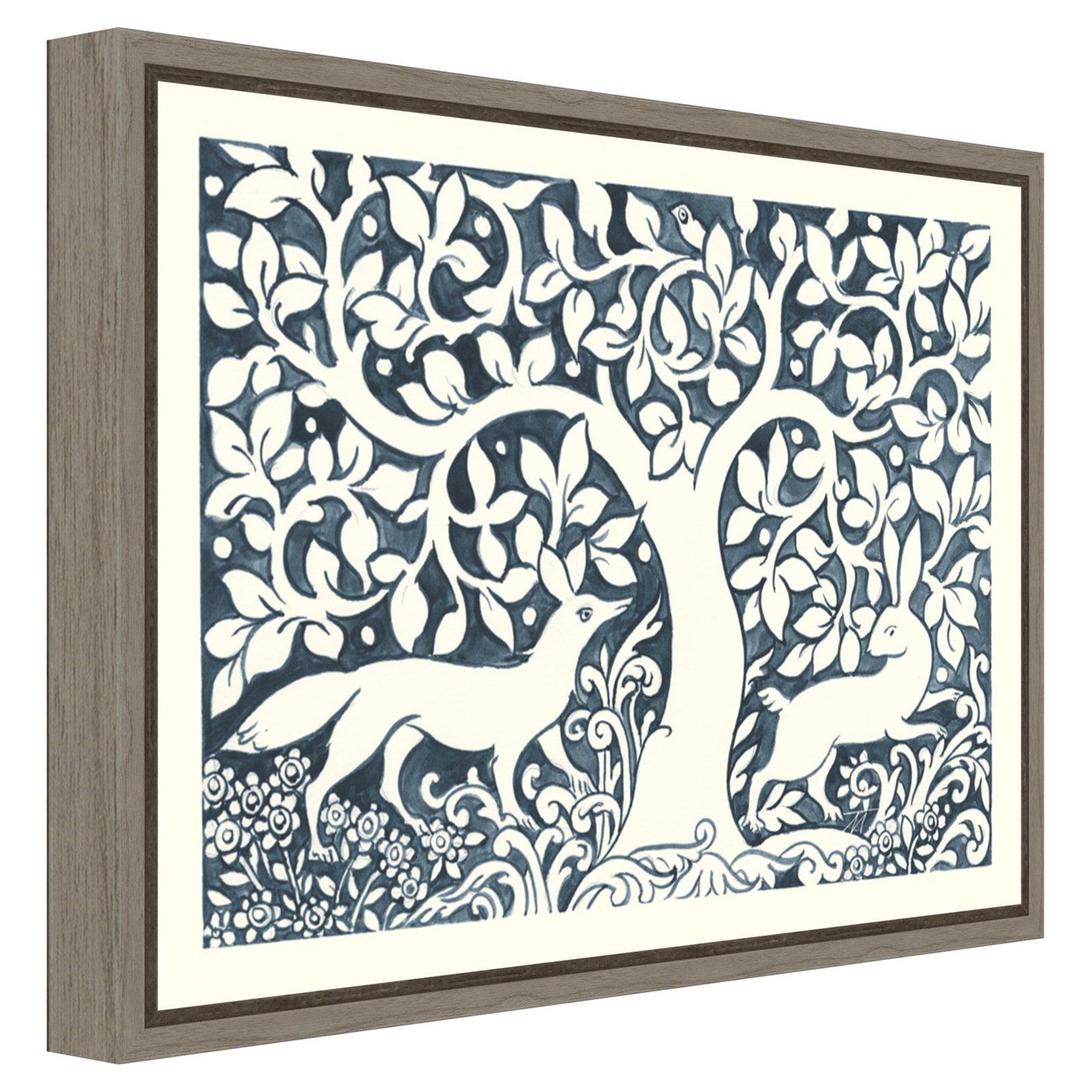 Graywash Scandinavian Forest Life Canvas Print with Float Frame