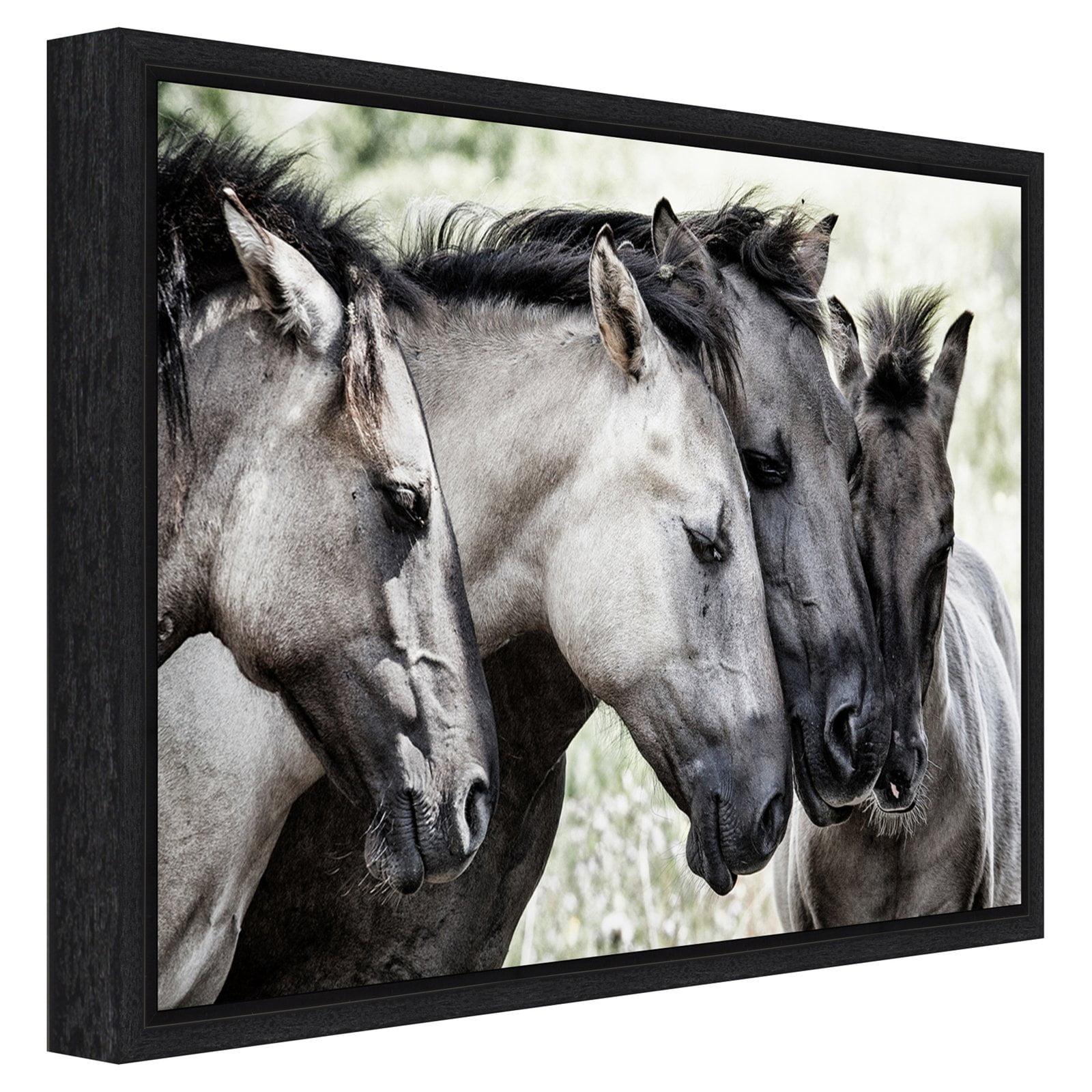 Framed Horizontal Canvas Print of Four Konik Horses