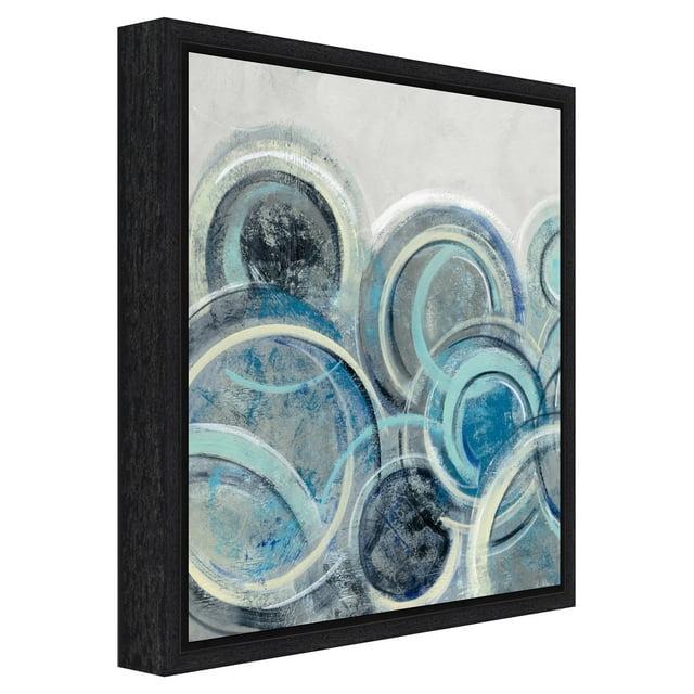 Amanti Art Variation Blue Gray II by Silvia Vassileva Canvas Wall Art Print Framed 16-in. x 16-in. in Black