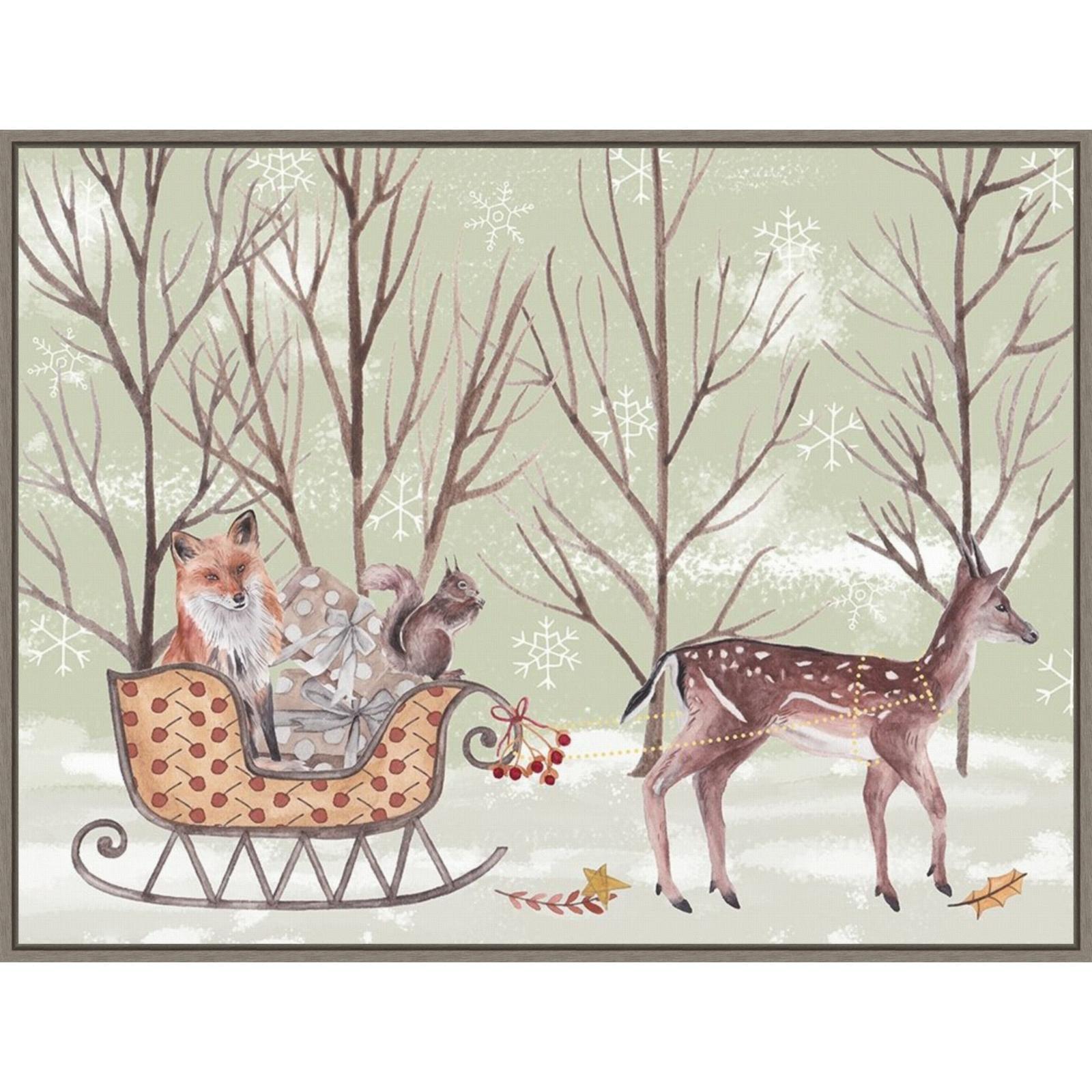 30" x 22" Christmas Time I Framed Wall Canvas - Amanti Art: Holiday Decor, Xmas Lithograph