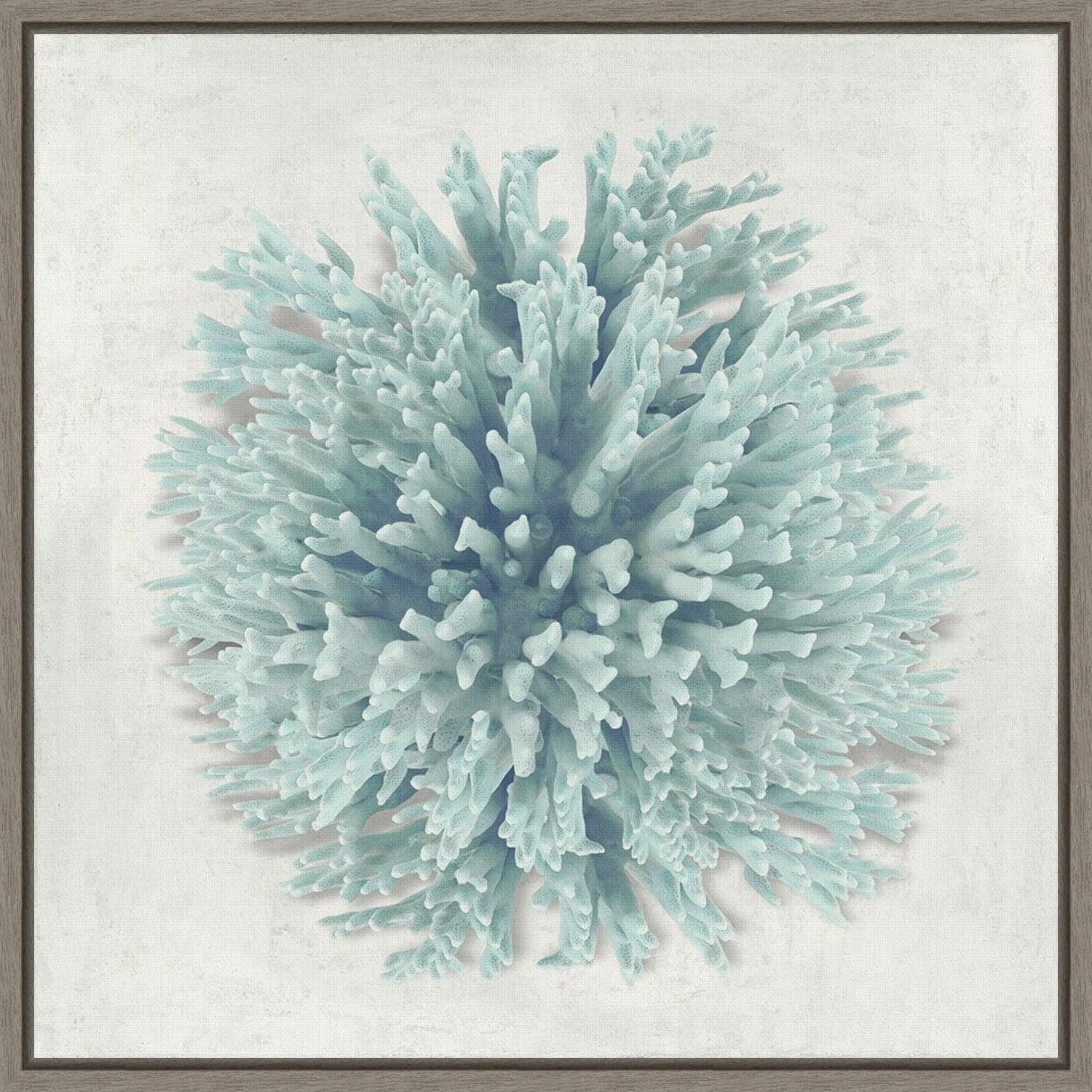 Mint Coral Cluster Framed Canvas Art Print