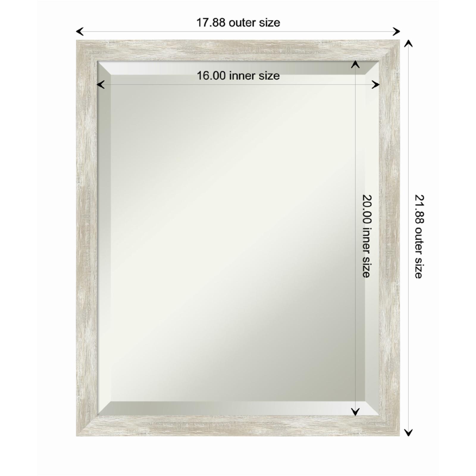 Amanti Art 18"x22" Crackled Metallic Narrow Framed Wall Mirror Silver: Beveled, Polystyrene Frame, No Assembly Required