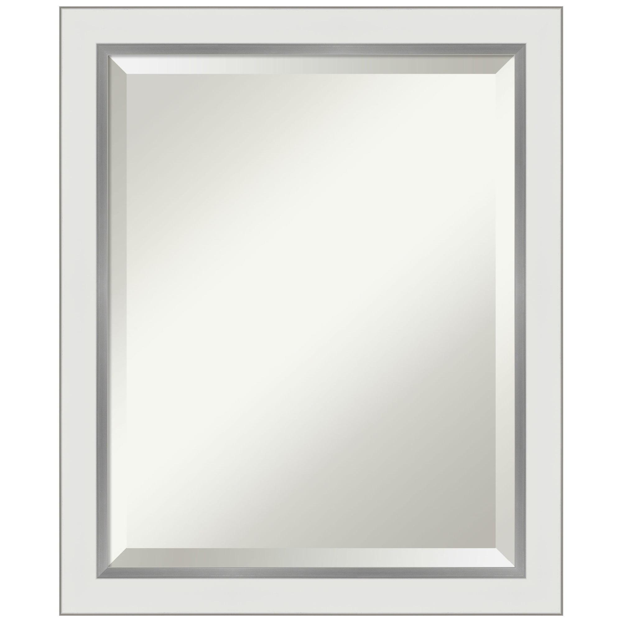 Eva White Silver Narrow Framed Vanity Mirror