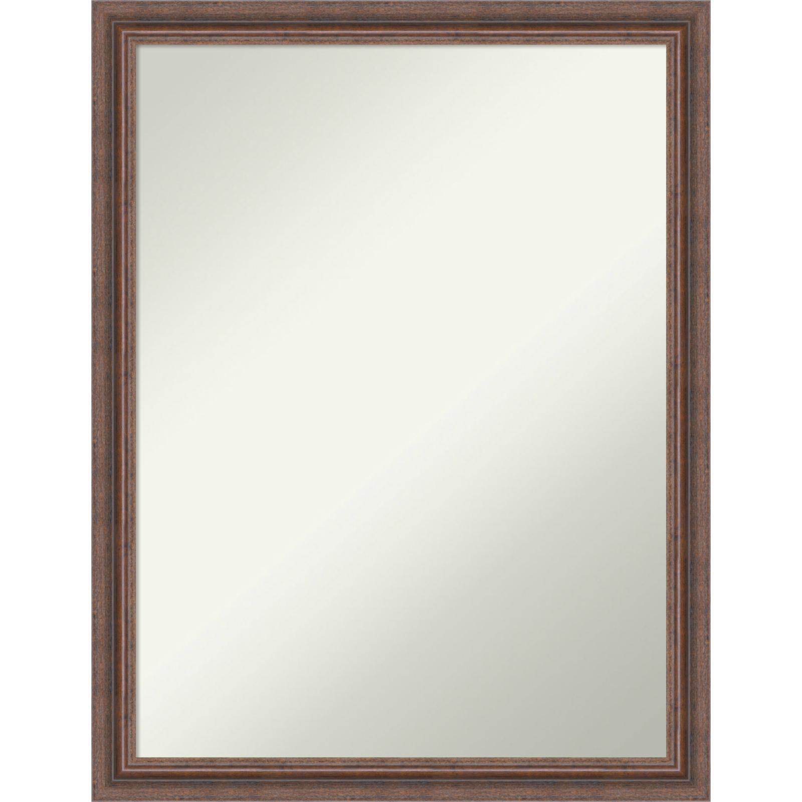 Rustic Brown Wood Medium Vanity Mirror with Distressed Finish - 20.5 x 26.5 in