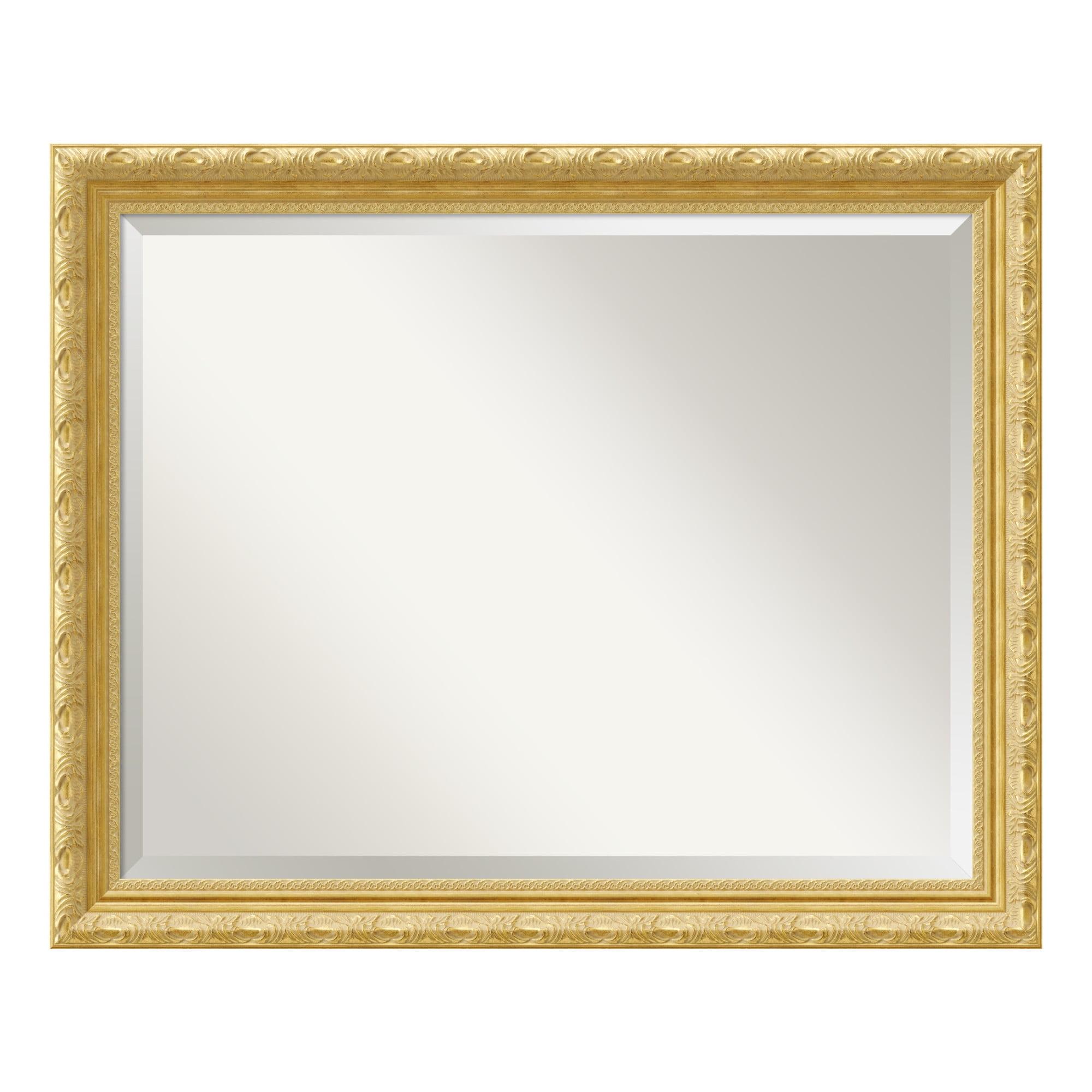 Versailles Antique Gold Floral Wall Mirror - Rectangular Wood Frame