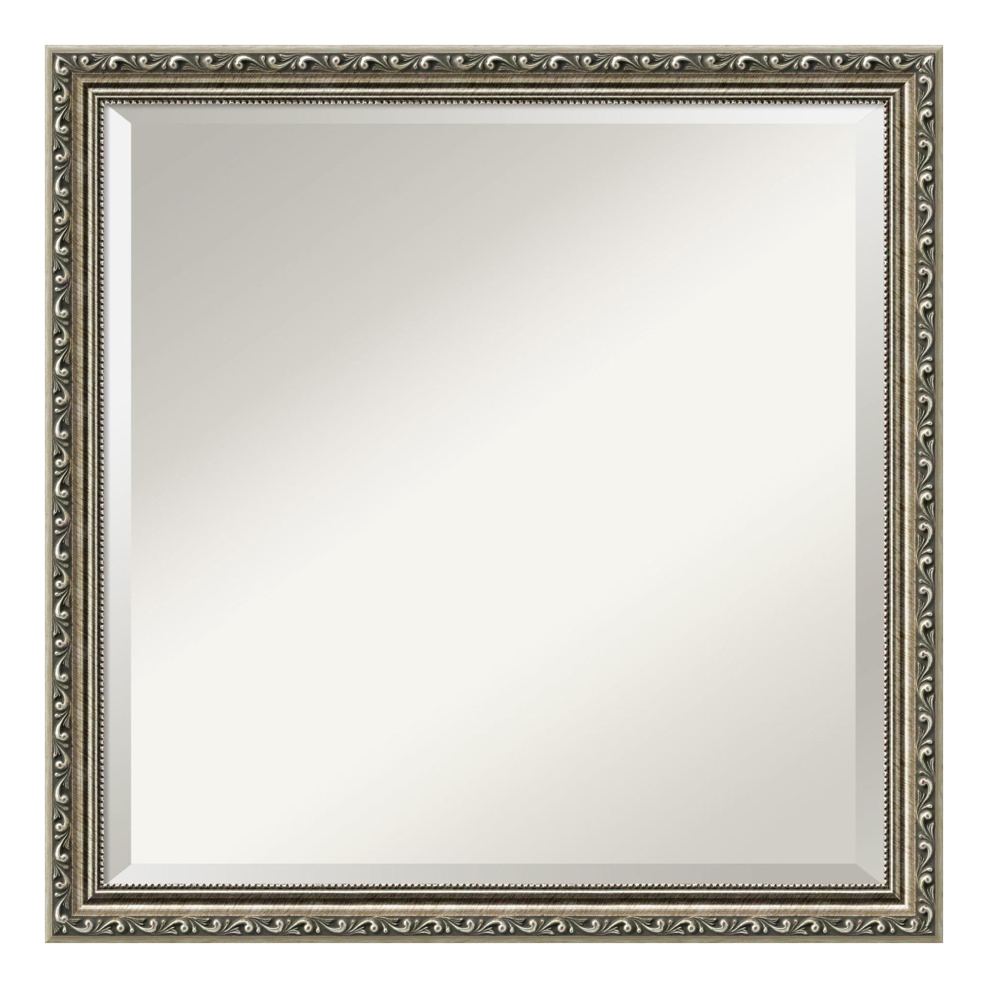 Parisian Silver Beveled Square Wood Bathroom Mirror