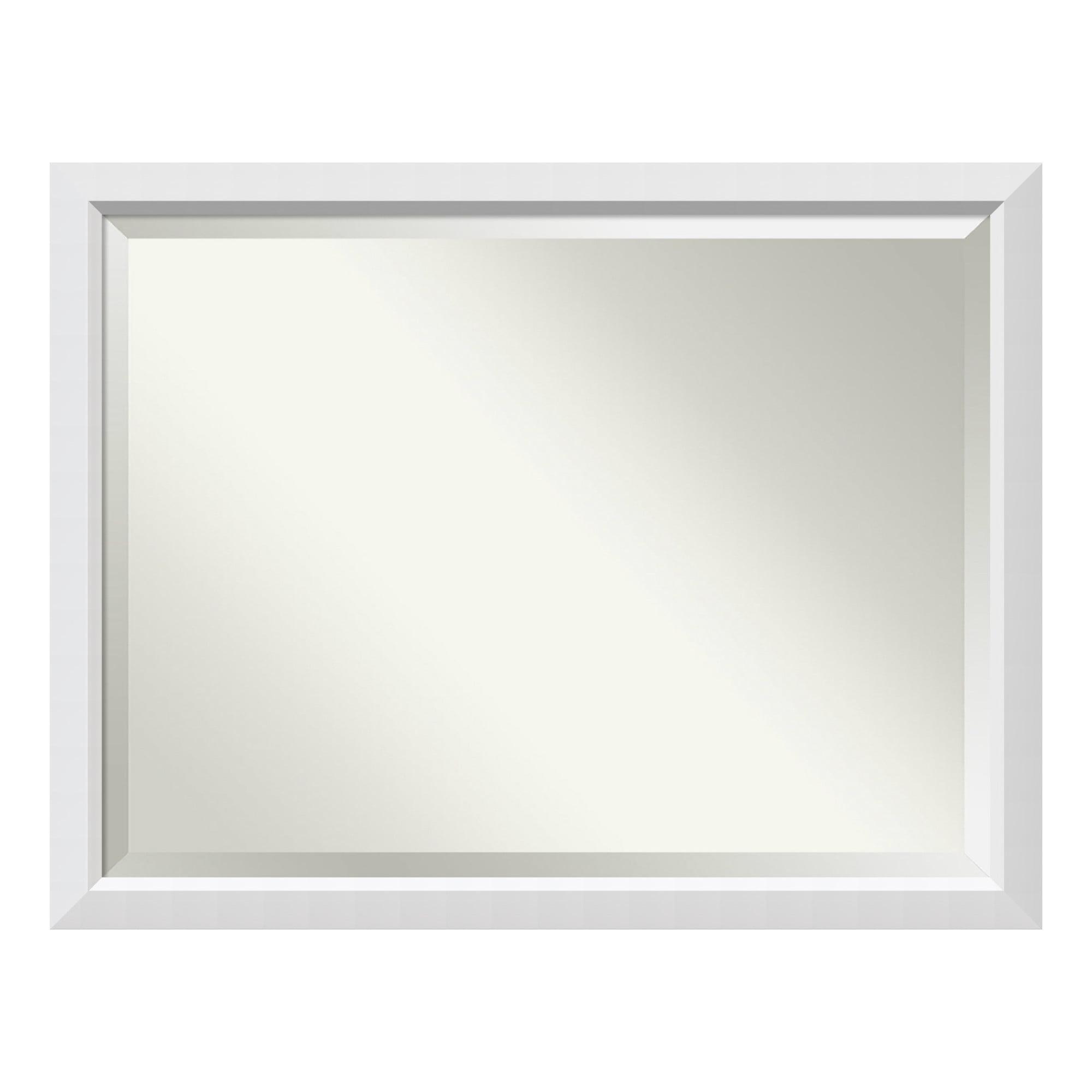 Blanco White Rectangular Wood Framed Bathroom Vanity Mirror