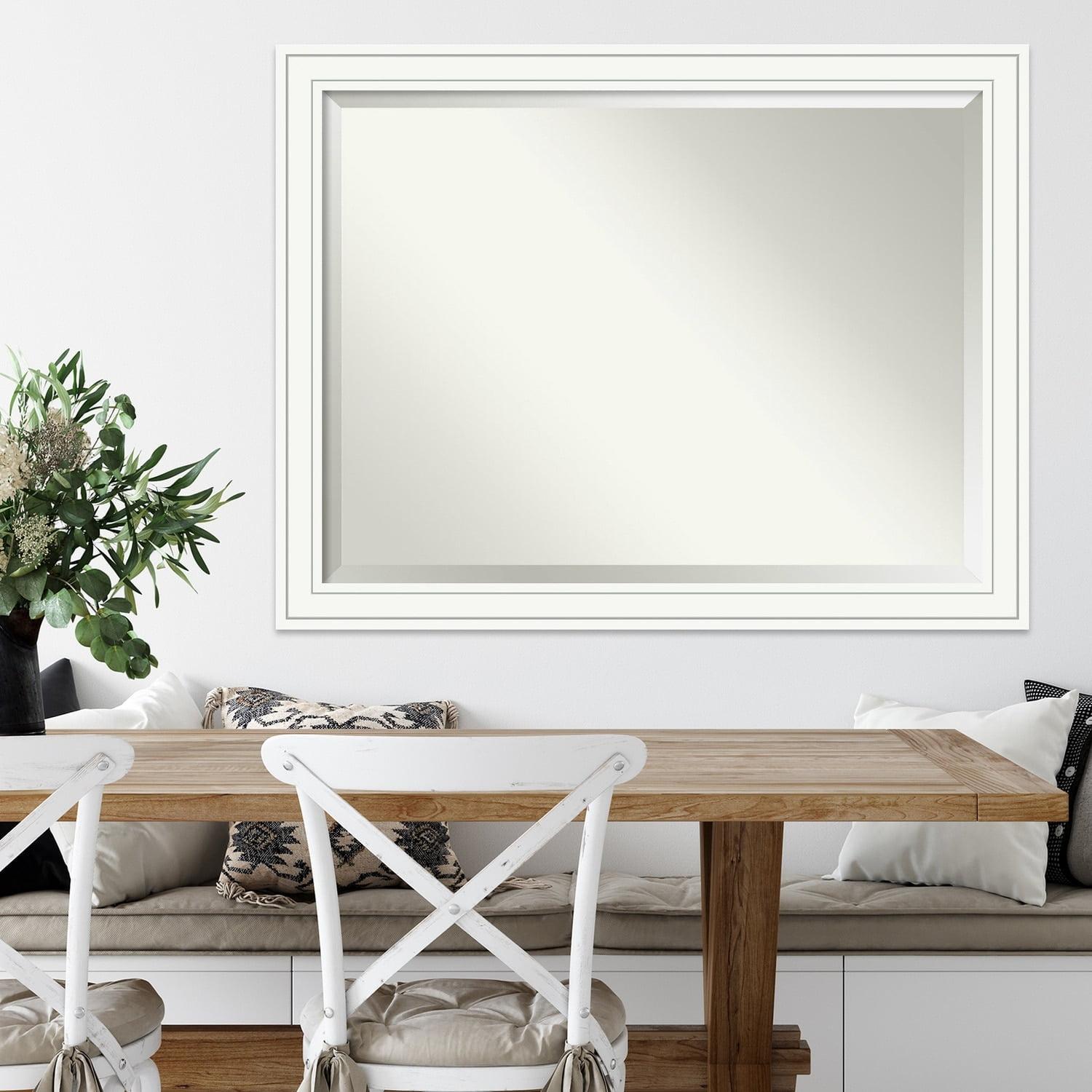 Craftsman Chic White Rectangular Beveled Wood Wall Mirror