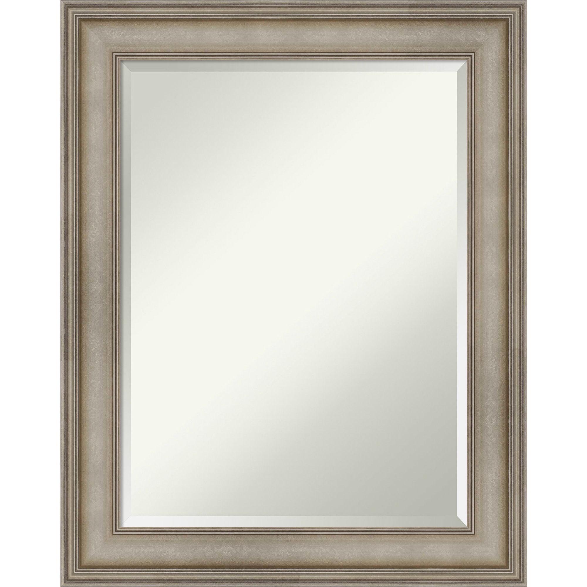 Mezzanine Antique Silver 29" x 23" Beveled Wood Bathroom Vanity Mirror