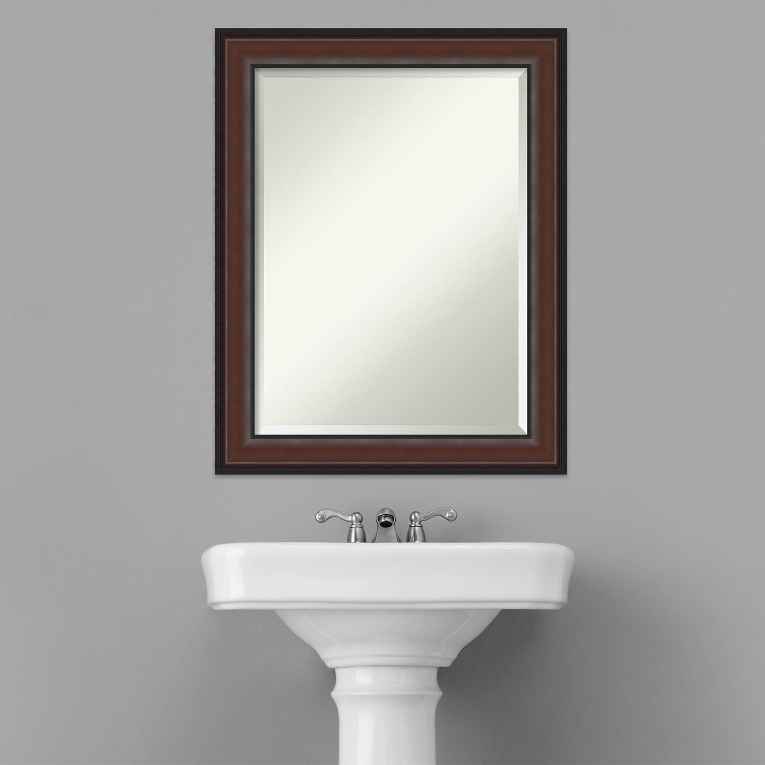 Walnut Rectangular Beveled Wall Mirror with Polystyrene Frame