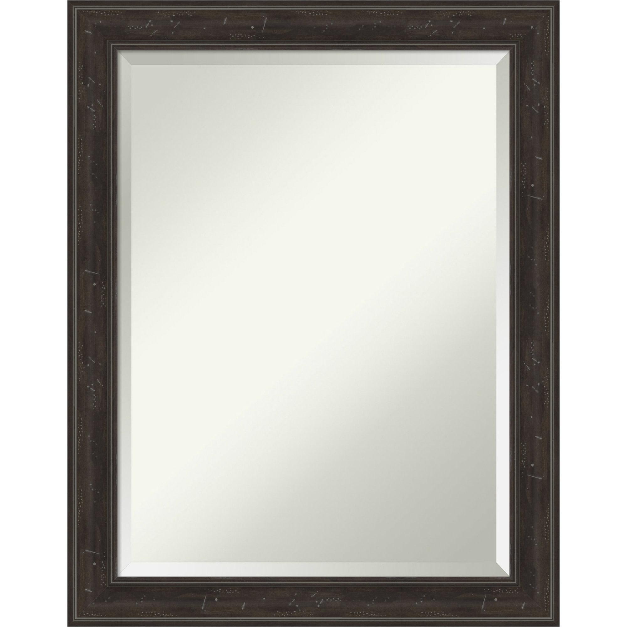 Rustic Greywash 28" x 22" Beveled Polystyrene Vanity Mirror