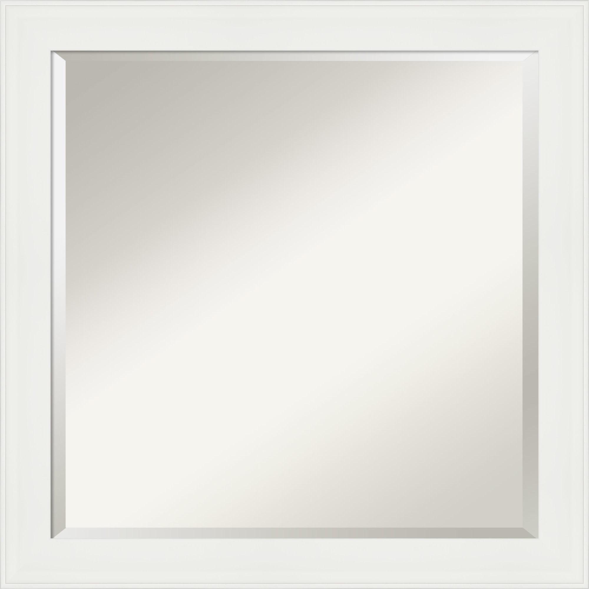 Vanity White Beveled Rectangular Bathroom Wall Mirror 30x30