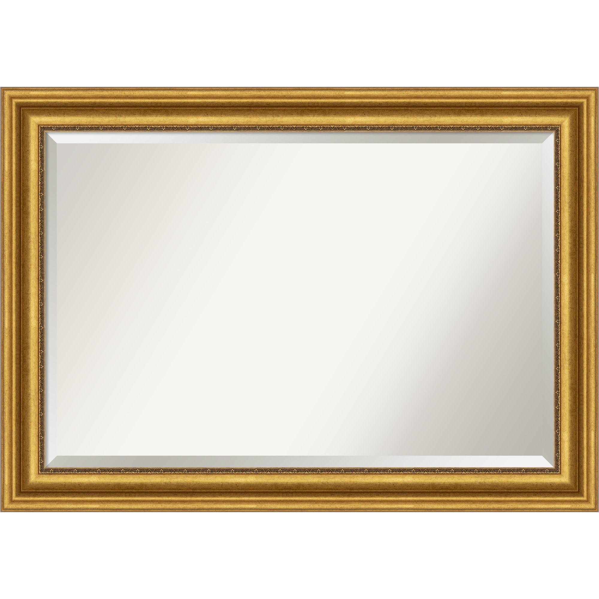 42"x30" Non-Beveled Parlor Gold Wall Mirror - Amanti Art: Modern Rectangle, Polystyrene Frame
